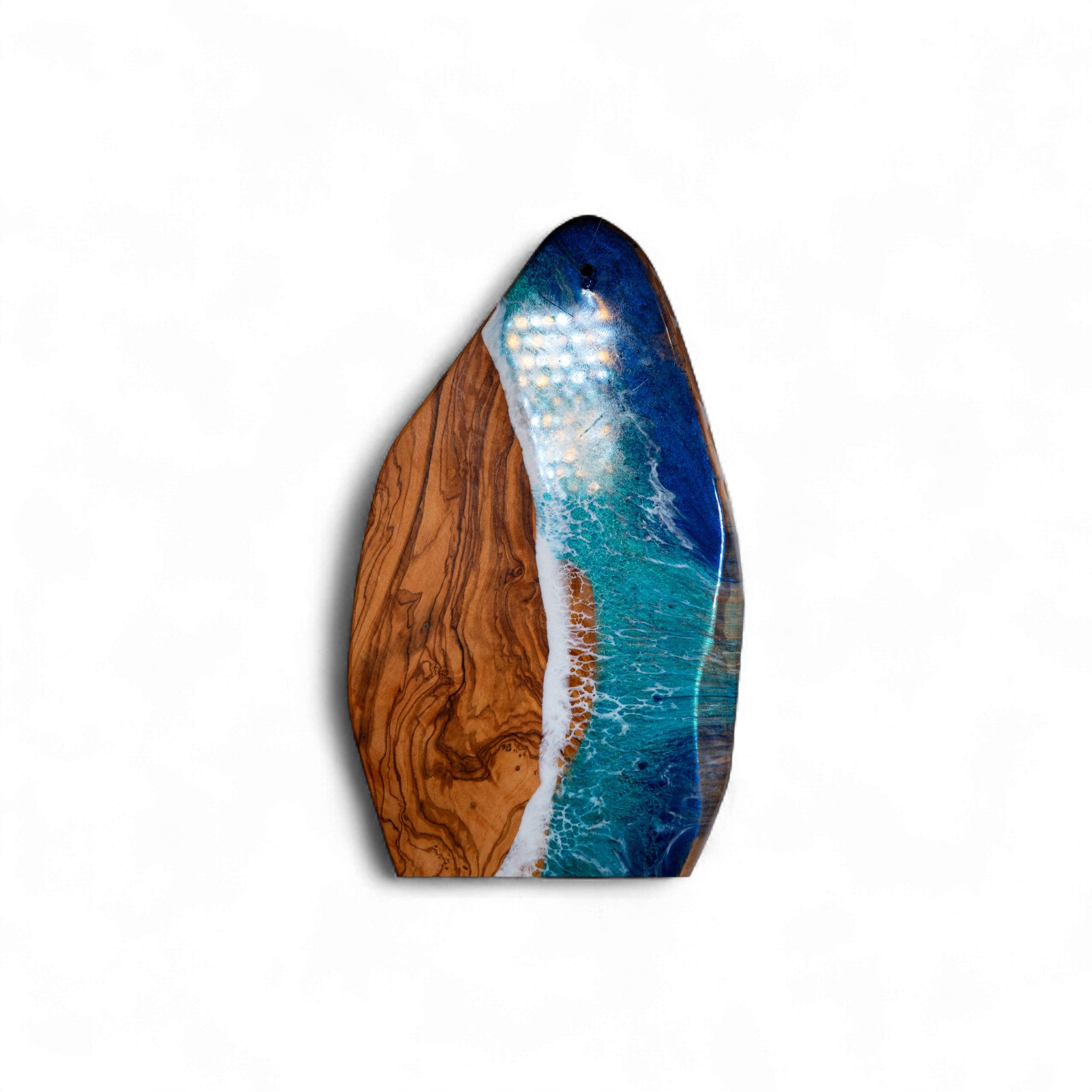 Handcrafted Ocean Wave Olive Wood Charcuterie Board - Serving Platter