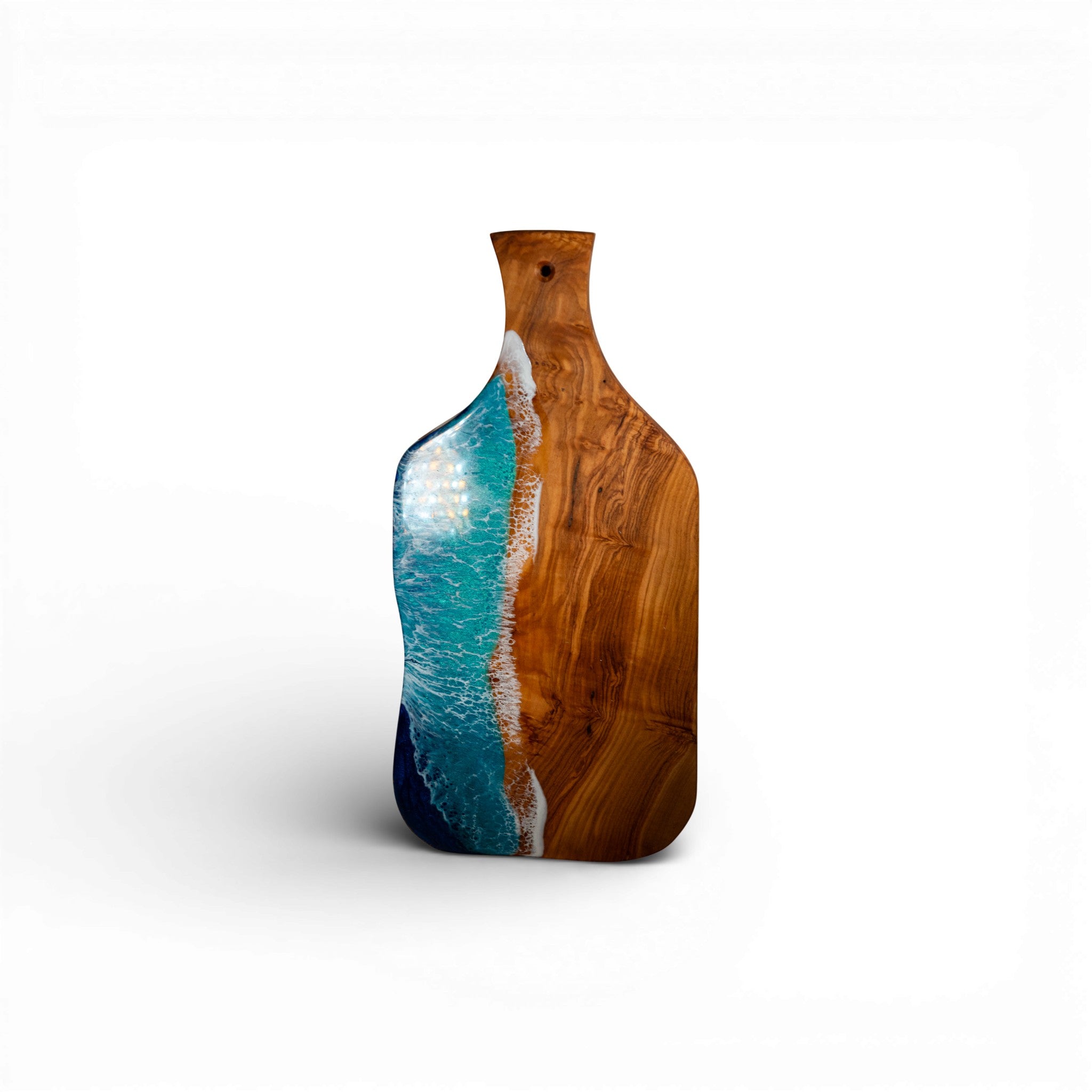 Handcrafted Ocean Wave Olive Wood Charcuterie Board - Serving Platter