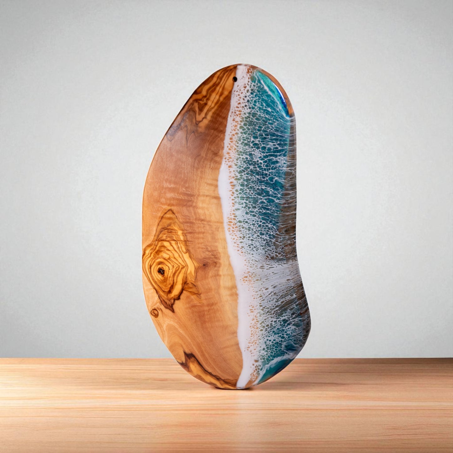 Handcrafted Ocean Wave Olive Wood Charcuterie Board - Serving Platter