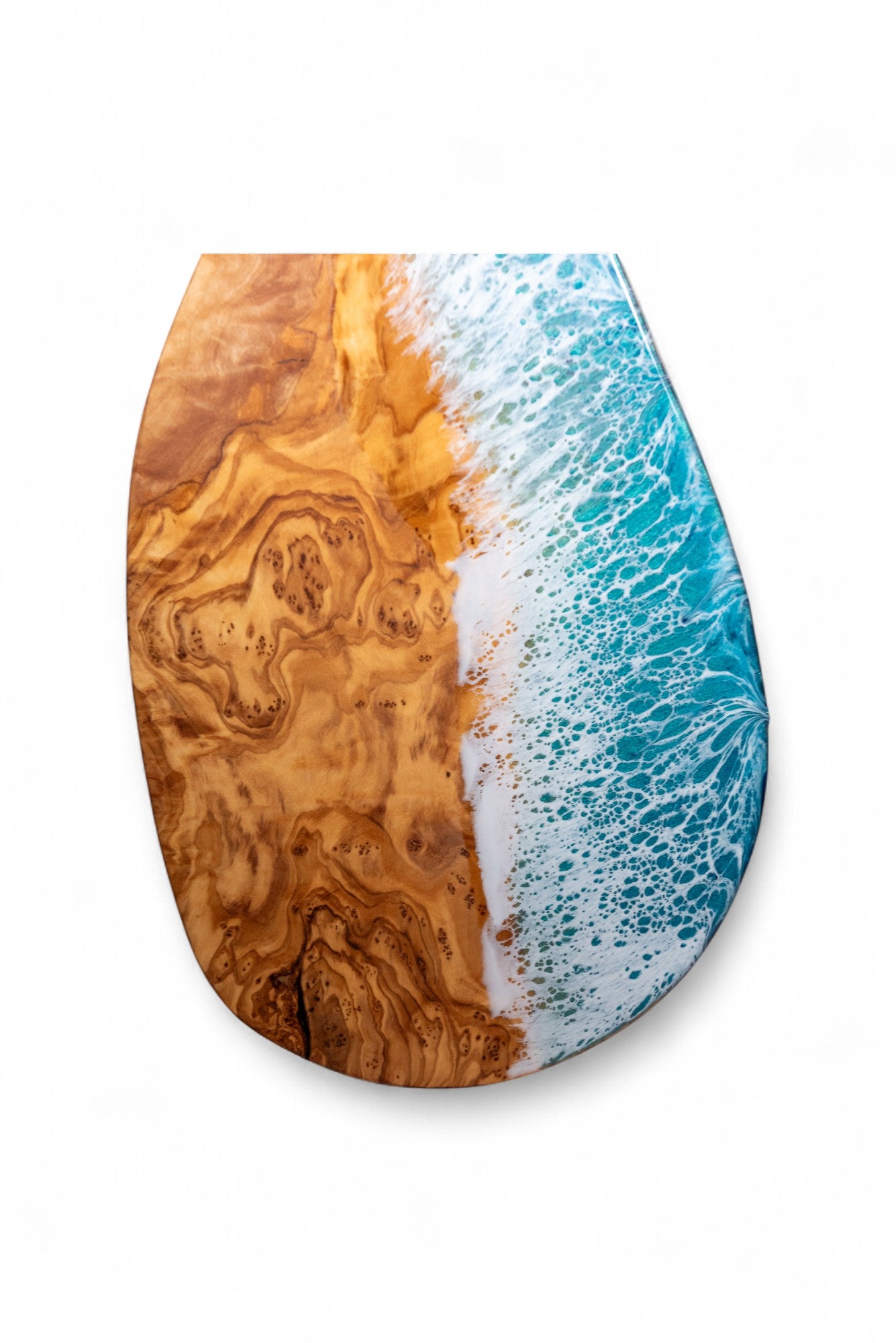 Handcrafted Ocean Wave Olive Wood Charcuterie Board - Serving Platter
