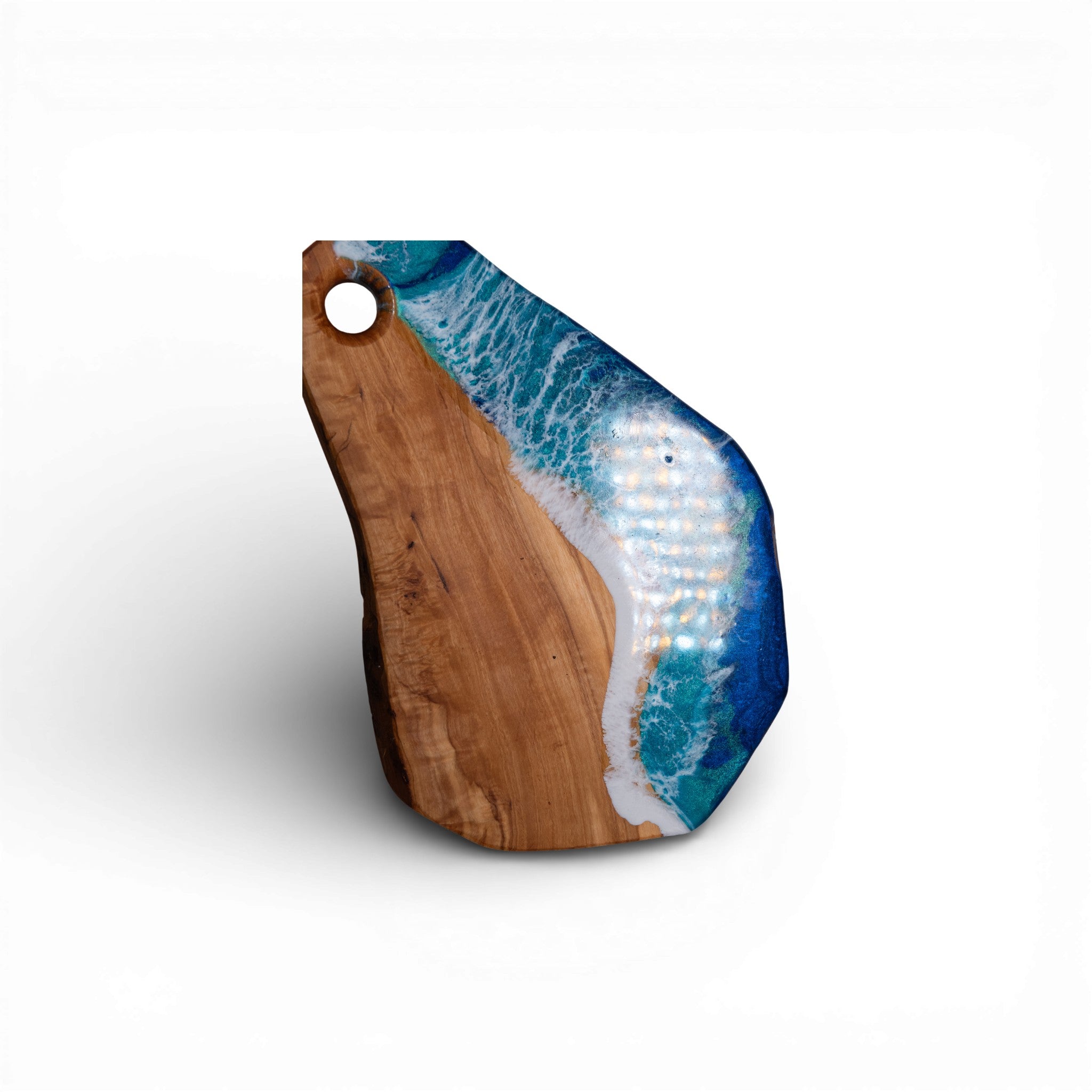 Handcrafted Ocean Wave Olive Wood Charcuterie Board - Serving Platter