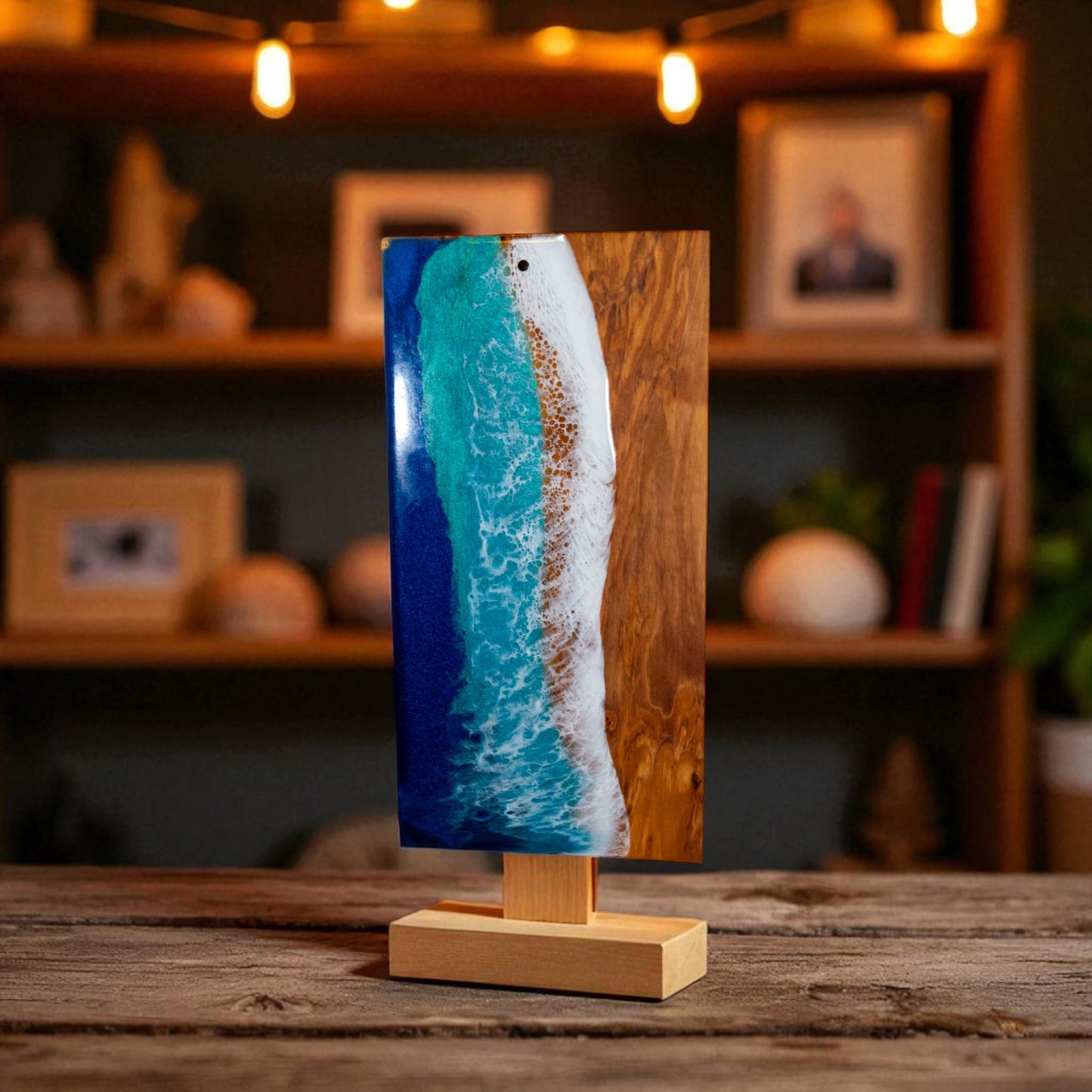 Handcrafted Ocean Wave Olive Wood Charcuterie Board - Serving Platter
