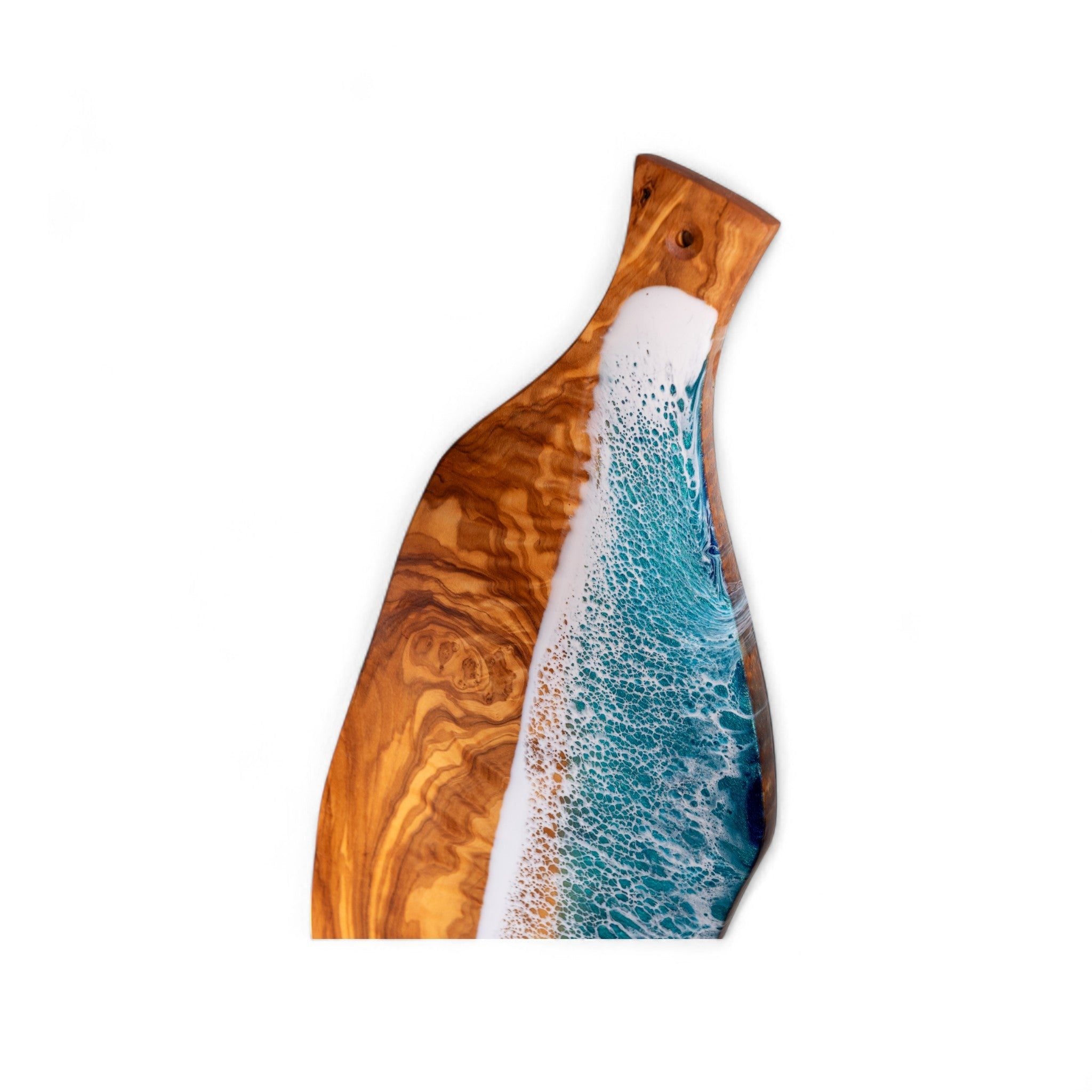 Handcrafted Ocean Wave Olive Wood Charcuterie Board - Serving Platter