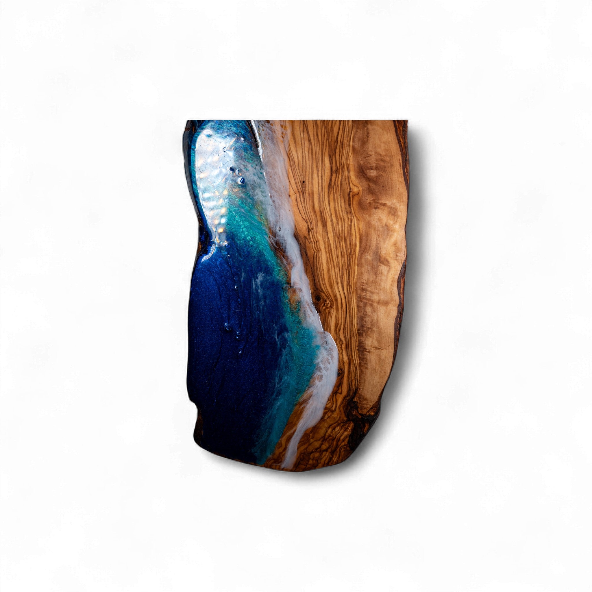 Handcrafted Ocean Wave Olive Wood Charcuterie Board - Serving Platter