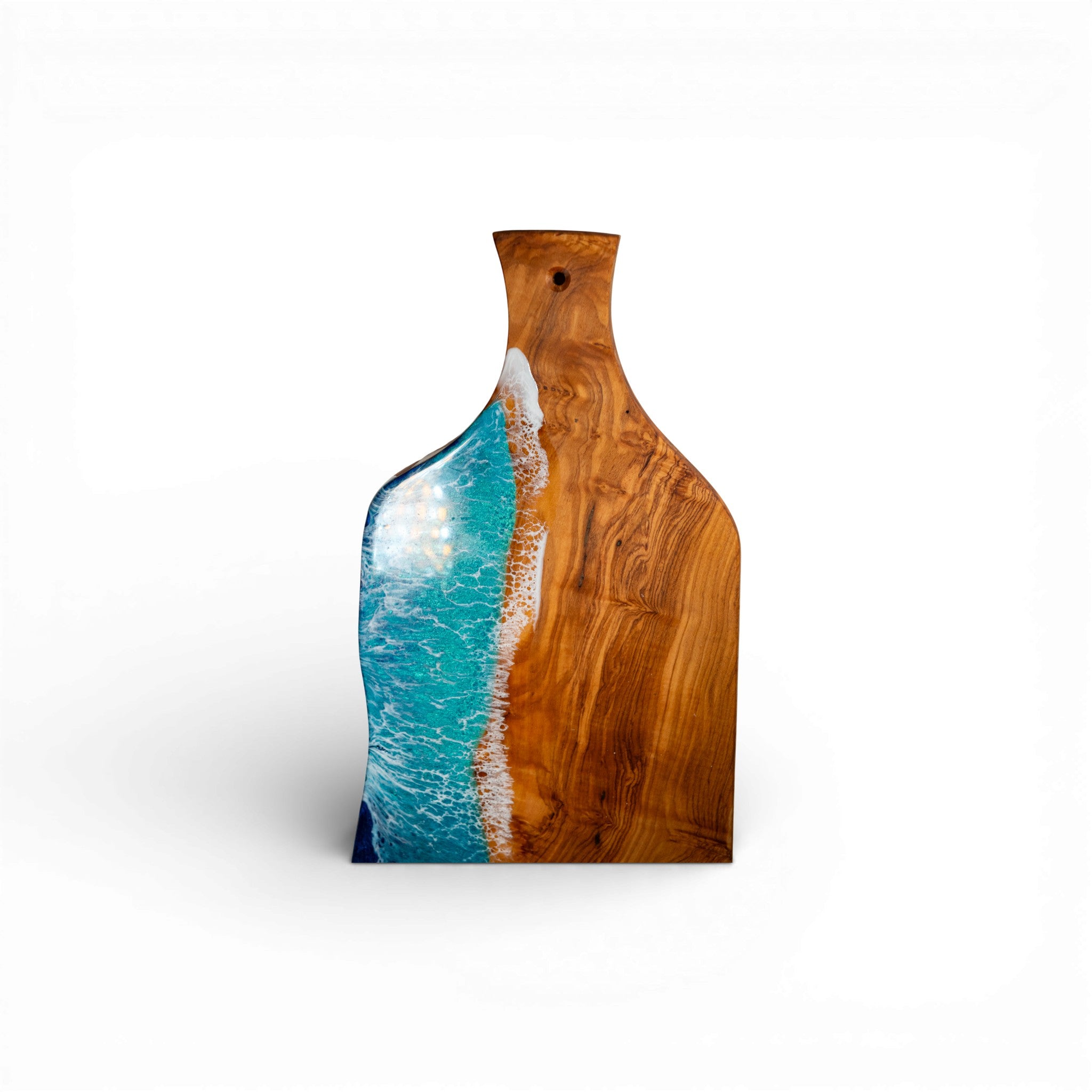 Handcrafted Ocean Wave Olive Wood Charcuterie Board - Serving Platter