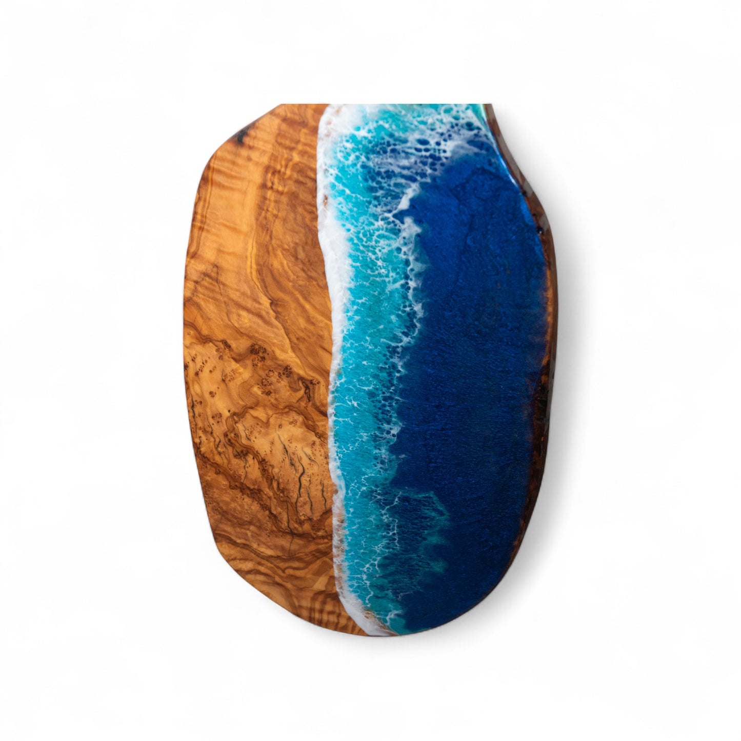 Handcrafted Ocean Wave Olive Wood Charcuterie Board - Serving Platter