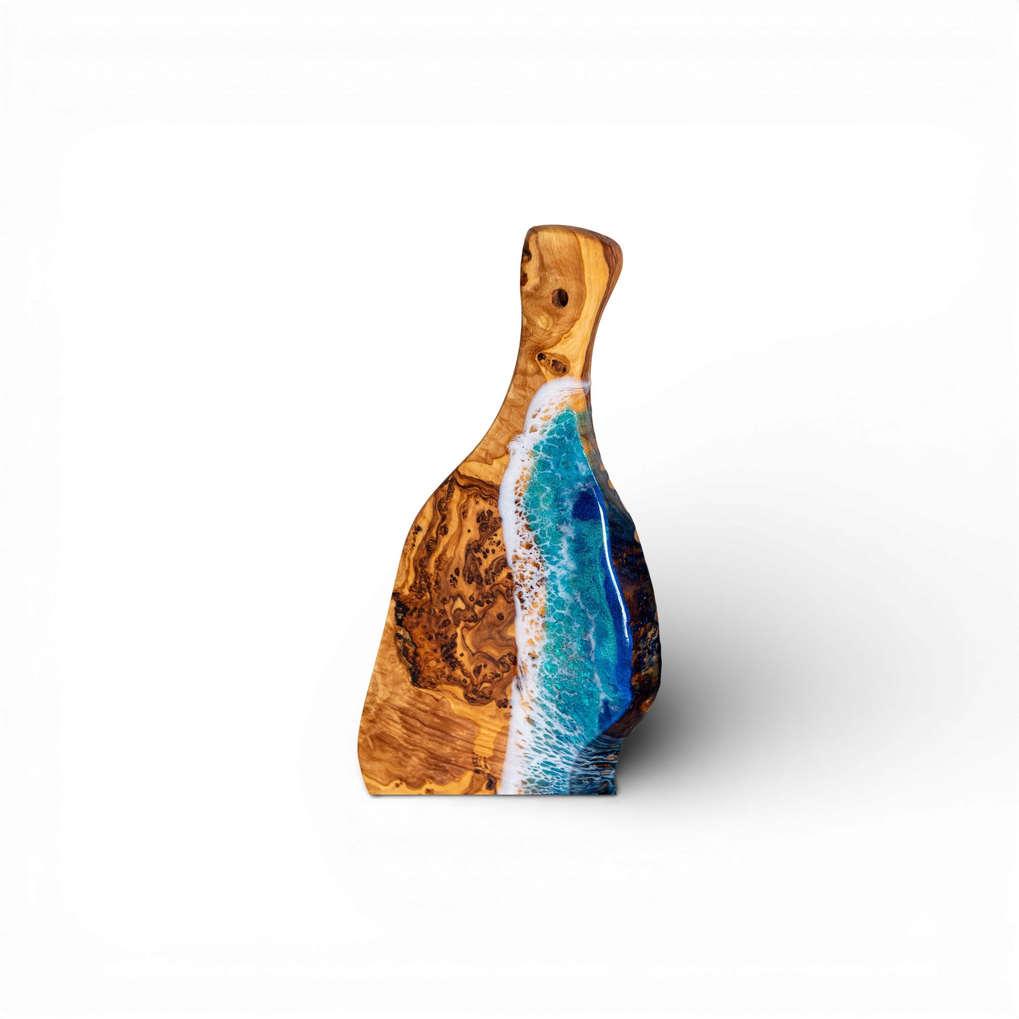 Handcrafted Ocean Wave Olive Wood Charcuterie Board- Serving Platter