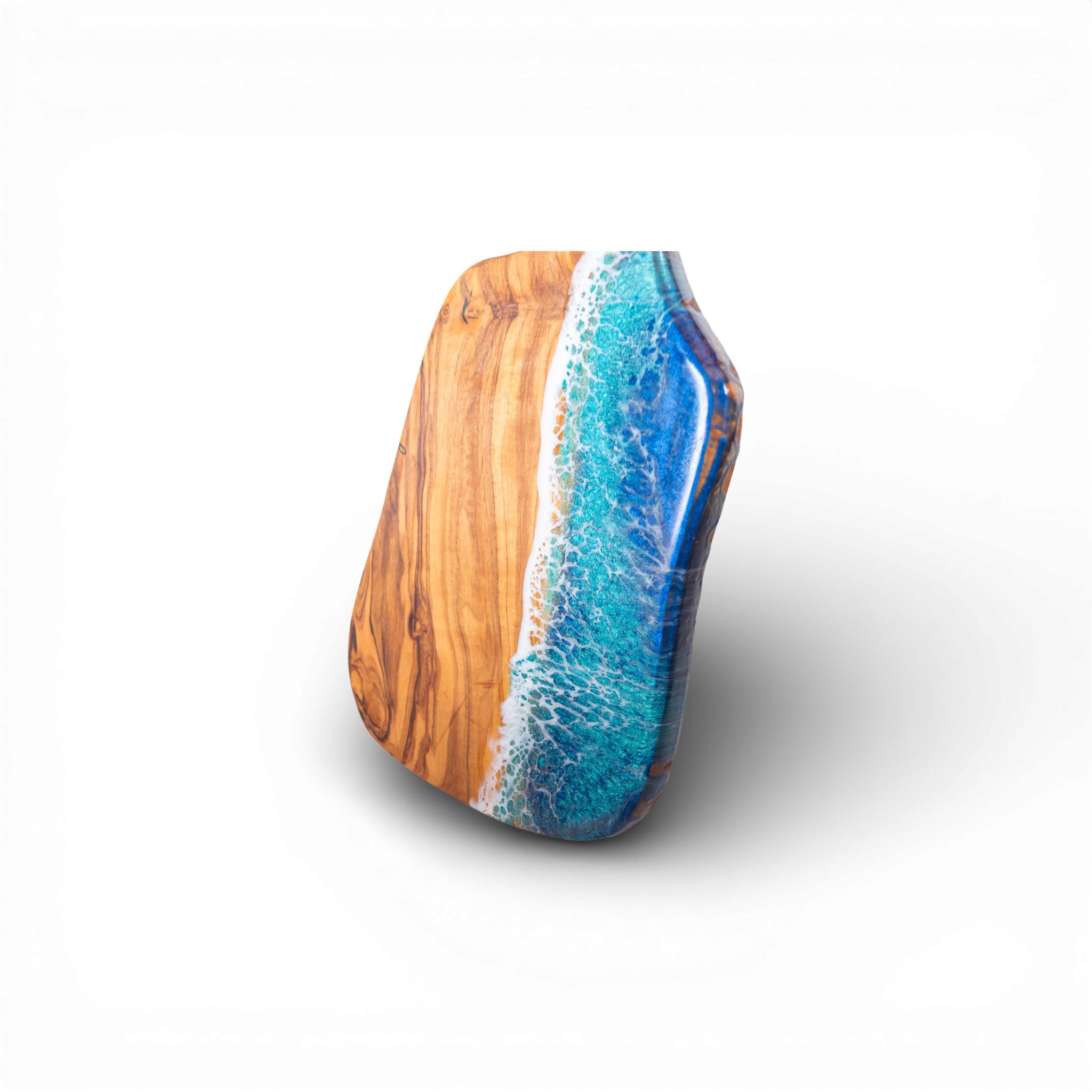 Handcrafted Ocean Wave Olive Wood Charcuterie Board - Serving Platter