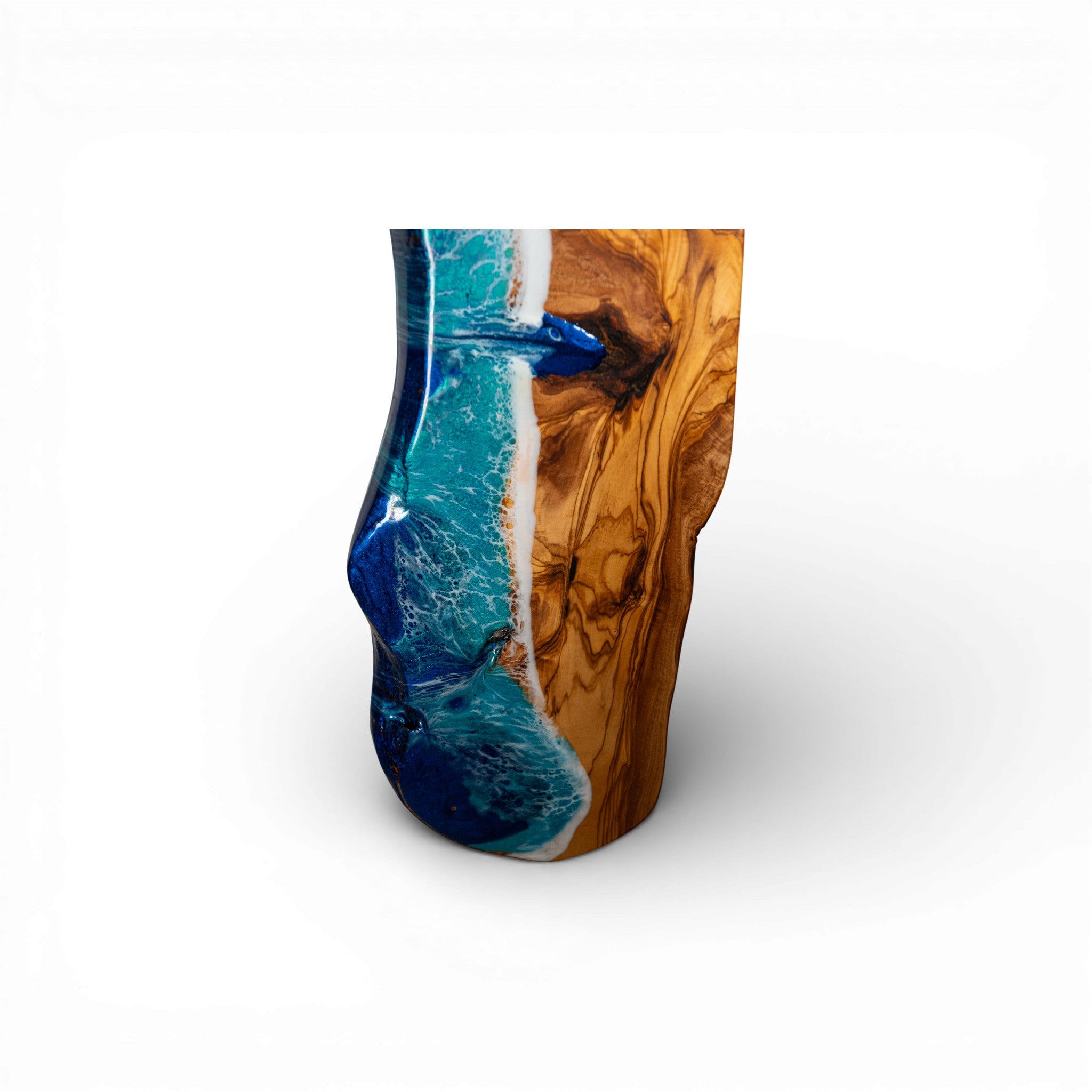 Handcrafted Ocean Wave Olive Wood Charcuterie Board - Serving Platter