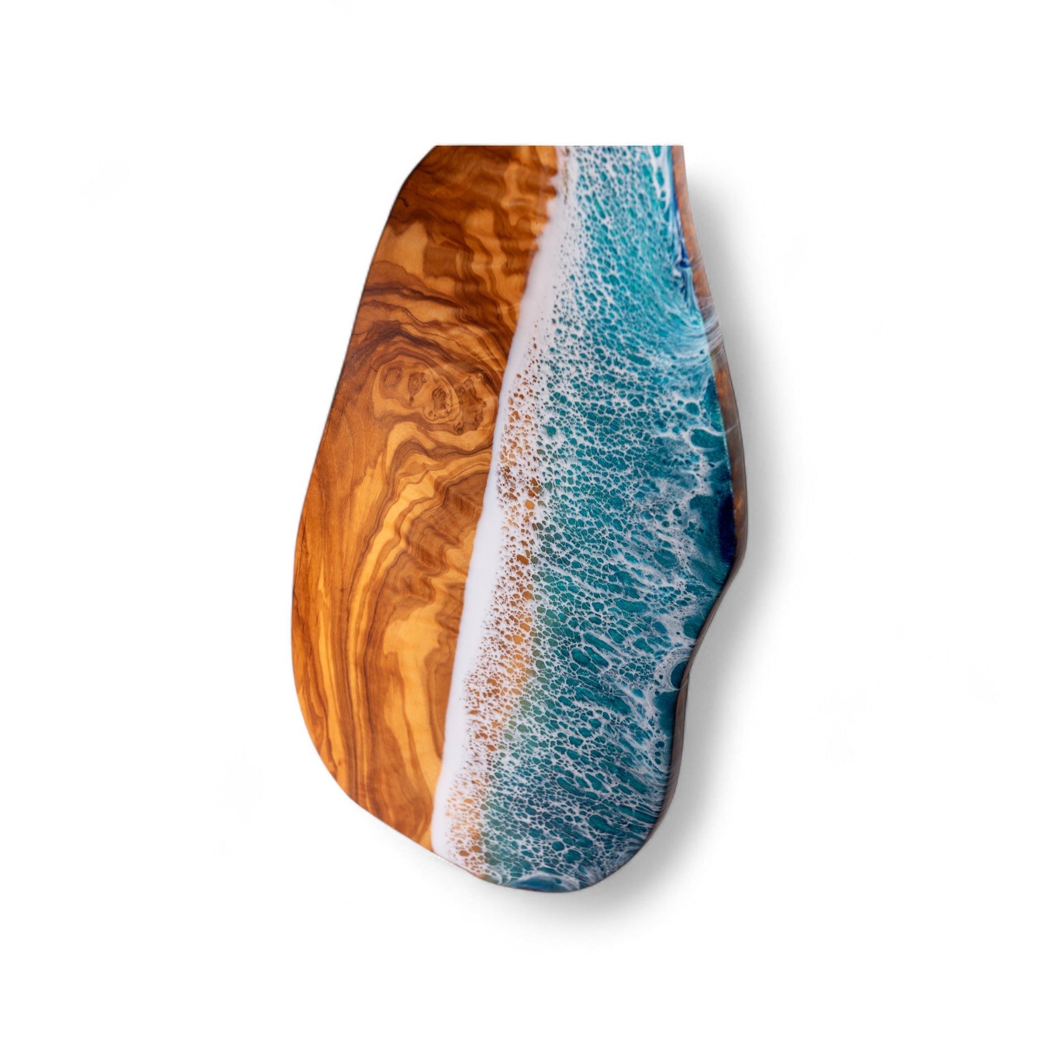 Handcrafted Ocean Wave Olive Wood Charcuterie Board - Serving Platter