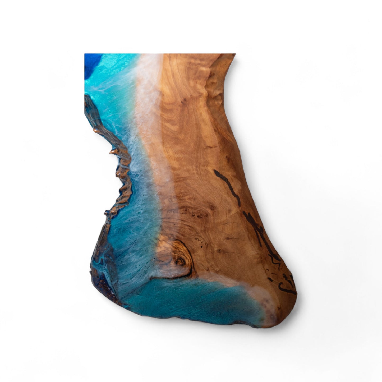 Handcrafted Ocean Wave Olive Wood Charcuterie Board - Serving Platter