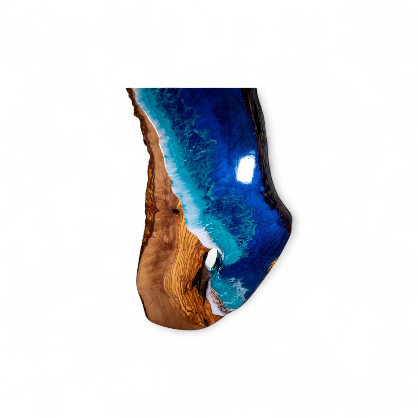 Handcrafted Ocean Wave Olive Wood Charcuterie Board - Serving Platter