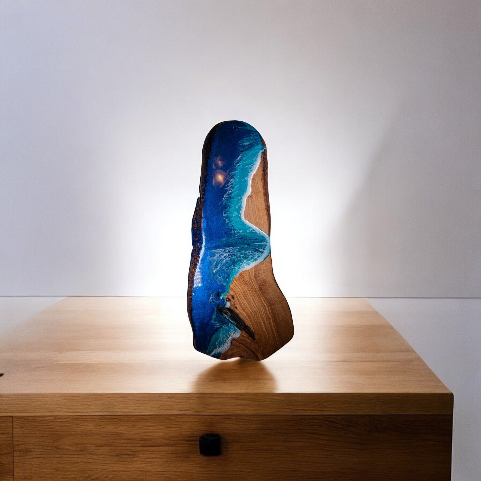 Handcrafted Ocean Wave Olive Wood Charcuterie Board - Serving Platter