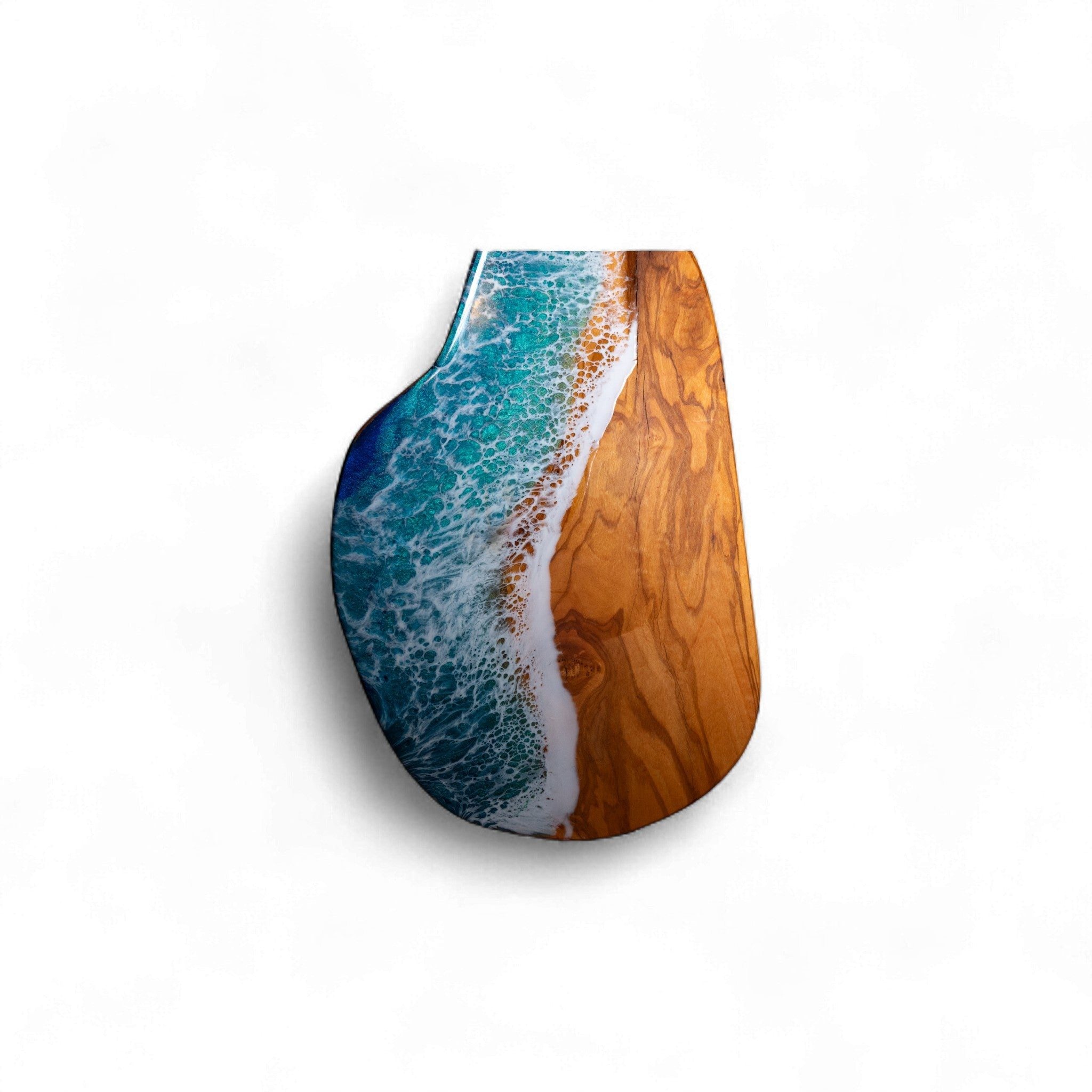 Handcrafted Ocean Wave Olive Wood Charcuterie Board - Serving Platter