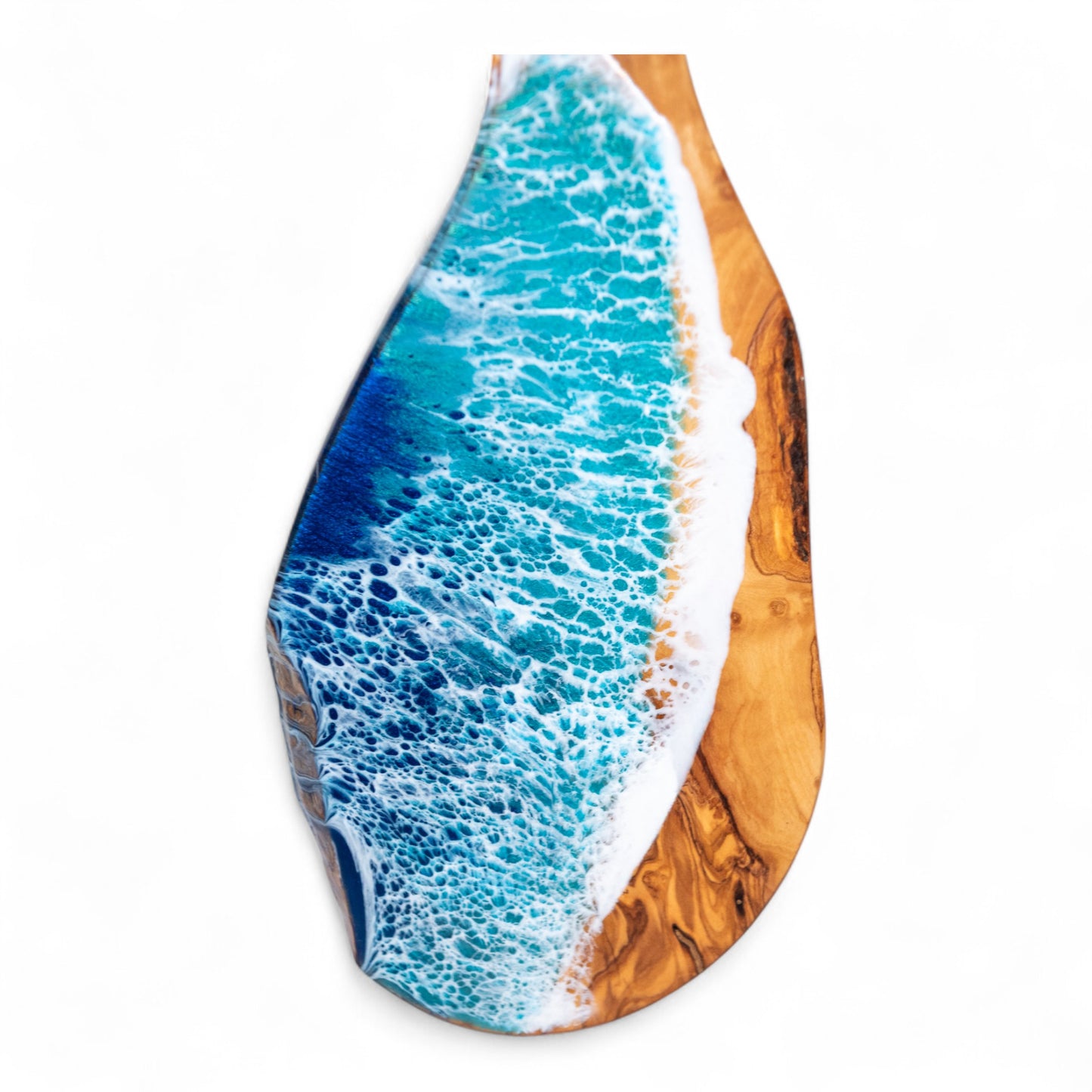 Handcrafted Ocean Wave Olive Wood Charcuterie Board - Serving Platter