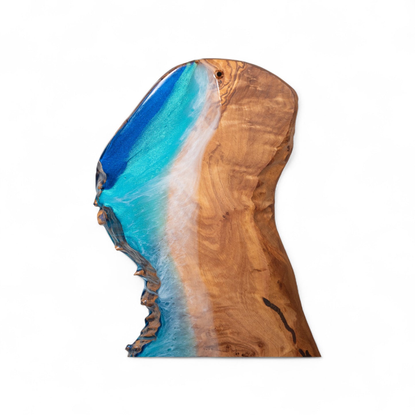 Handcrafted Ocean Wave Olive Wood Charcuterie Board - Serving Platter