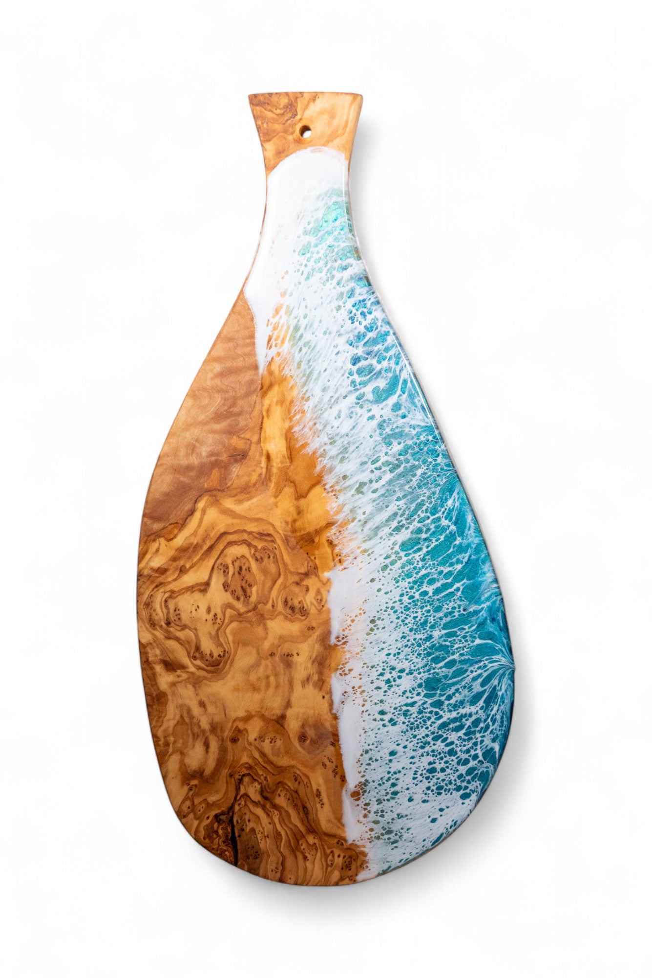 Handcrafted Ocean Wave Olive Wood Charcuterie Board - Serving Platter