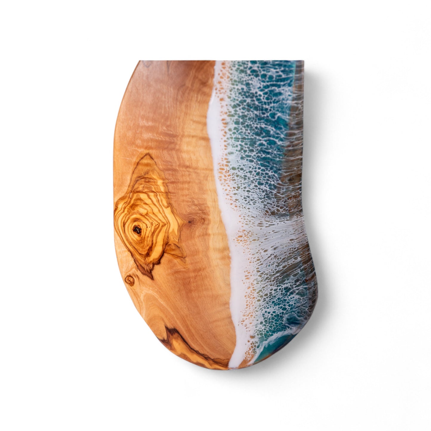 Handcrafted Ocean Wave Olive Wood Charcuterie Board - Serving Platter