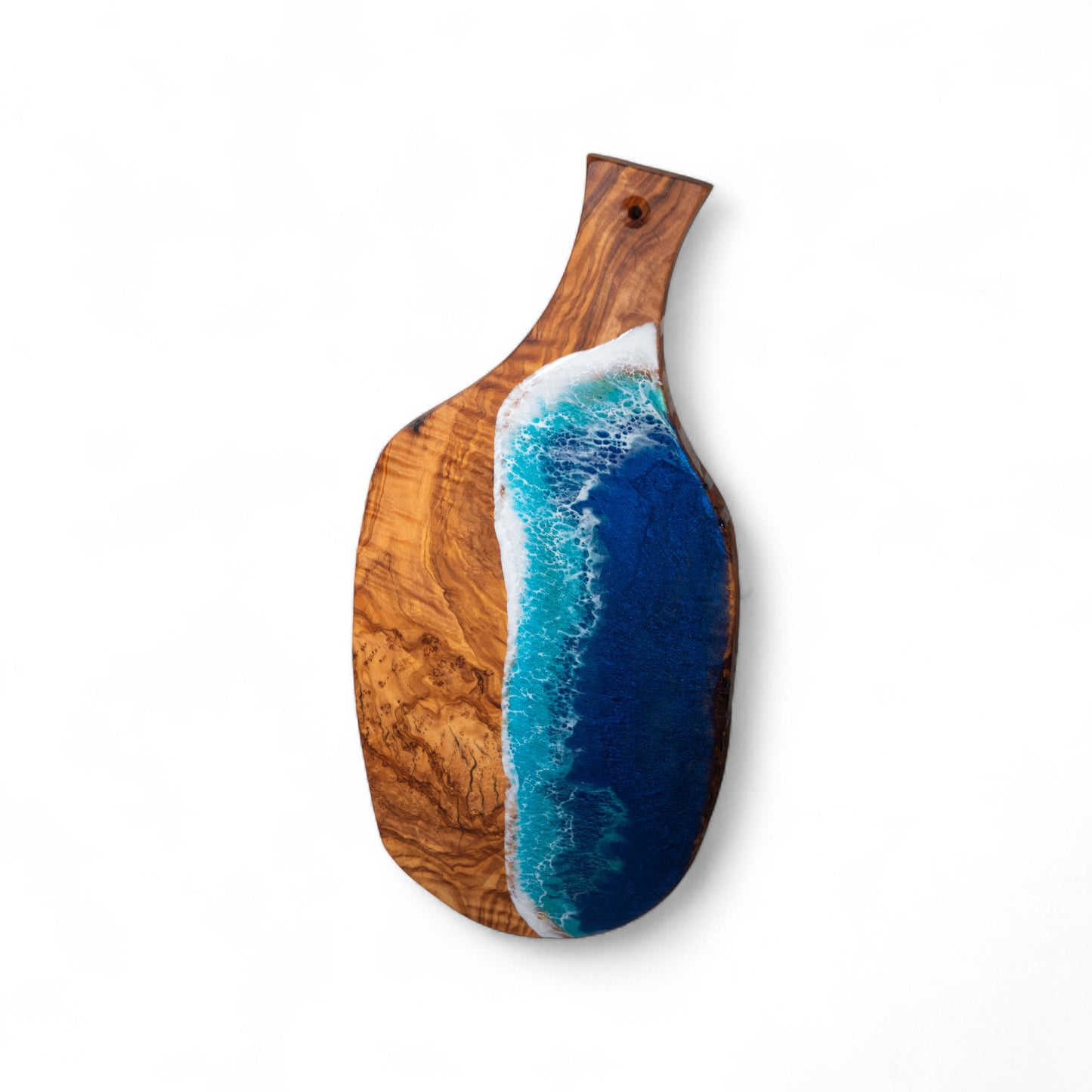Handcrafted Ocean Wave Olive Wood Charcuterie Board - Serving Platter