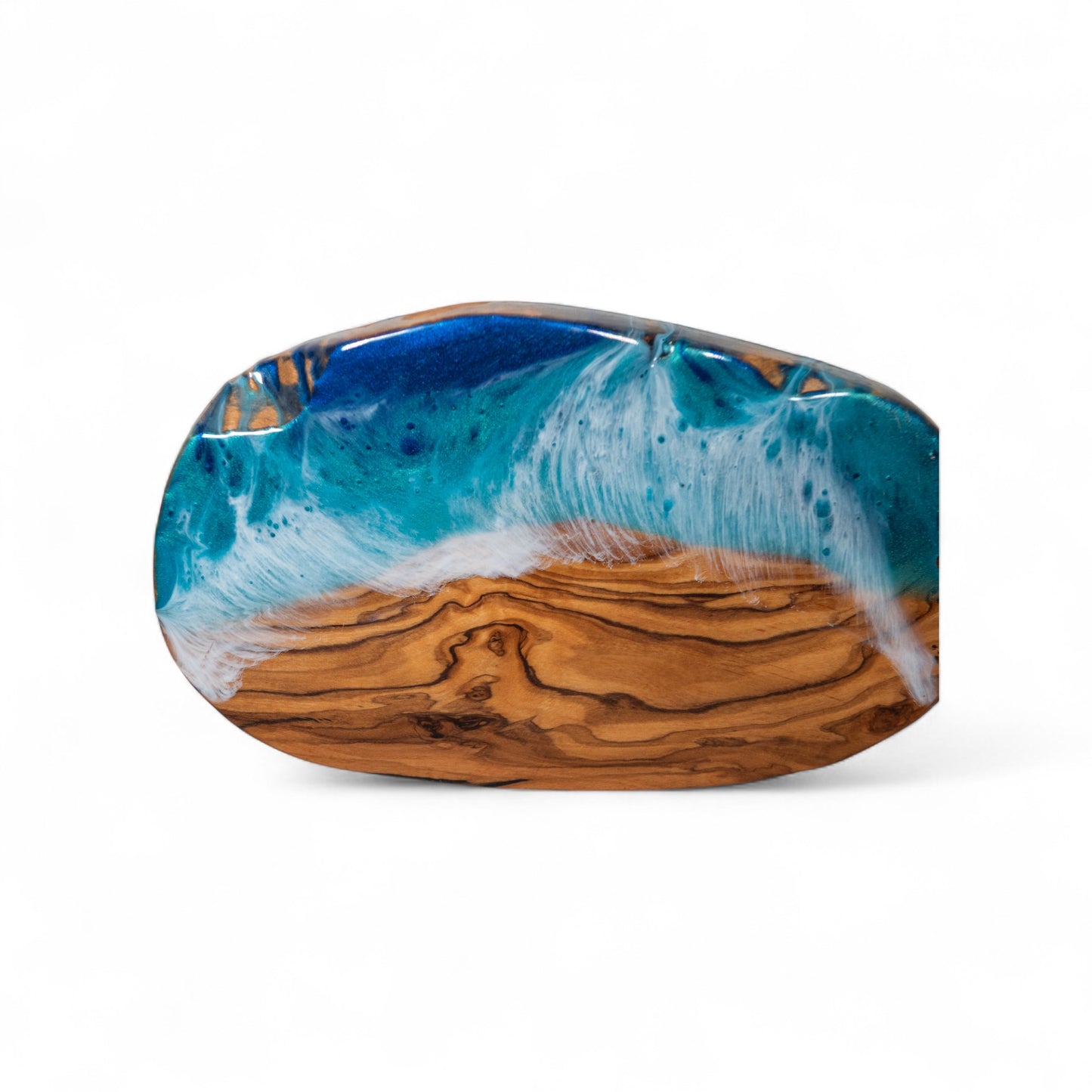Handcrafted Ocean Wave Olive Wood Charcuterie Board - Serving Platter