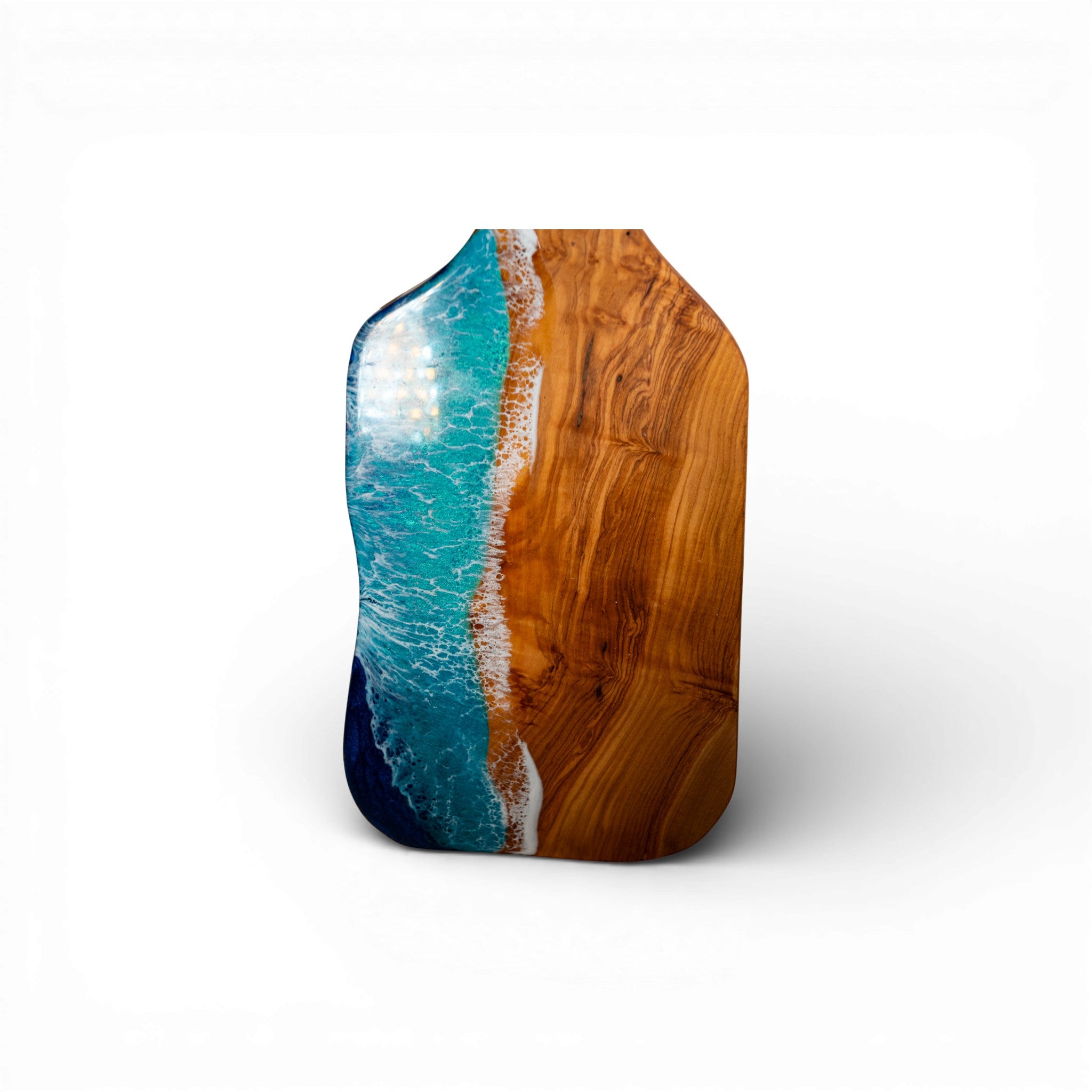 Handcrafted Ocean Wave Olive Wood Charcuterie Board - Serving Platter