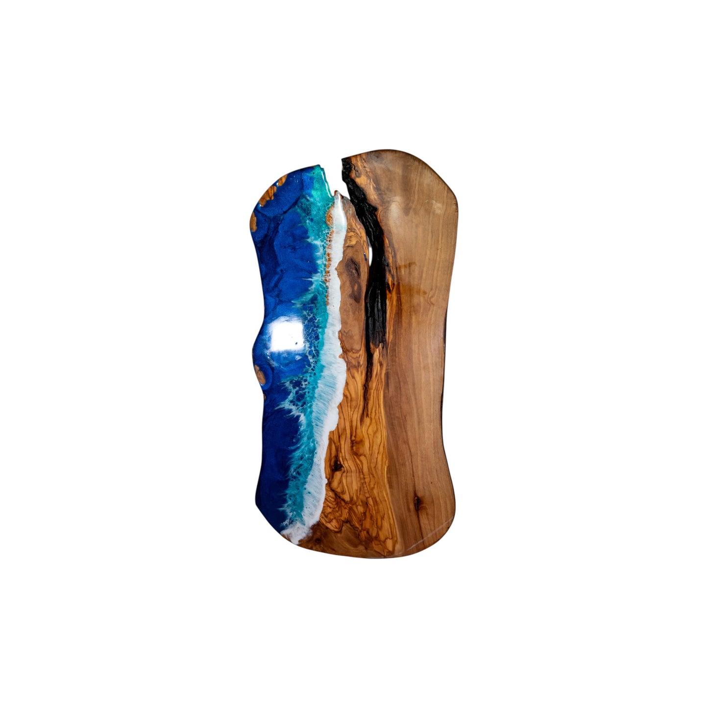 Handcrafted Ocean Wave Olive Wood Charcuterie Board - Serving Platter