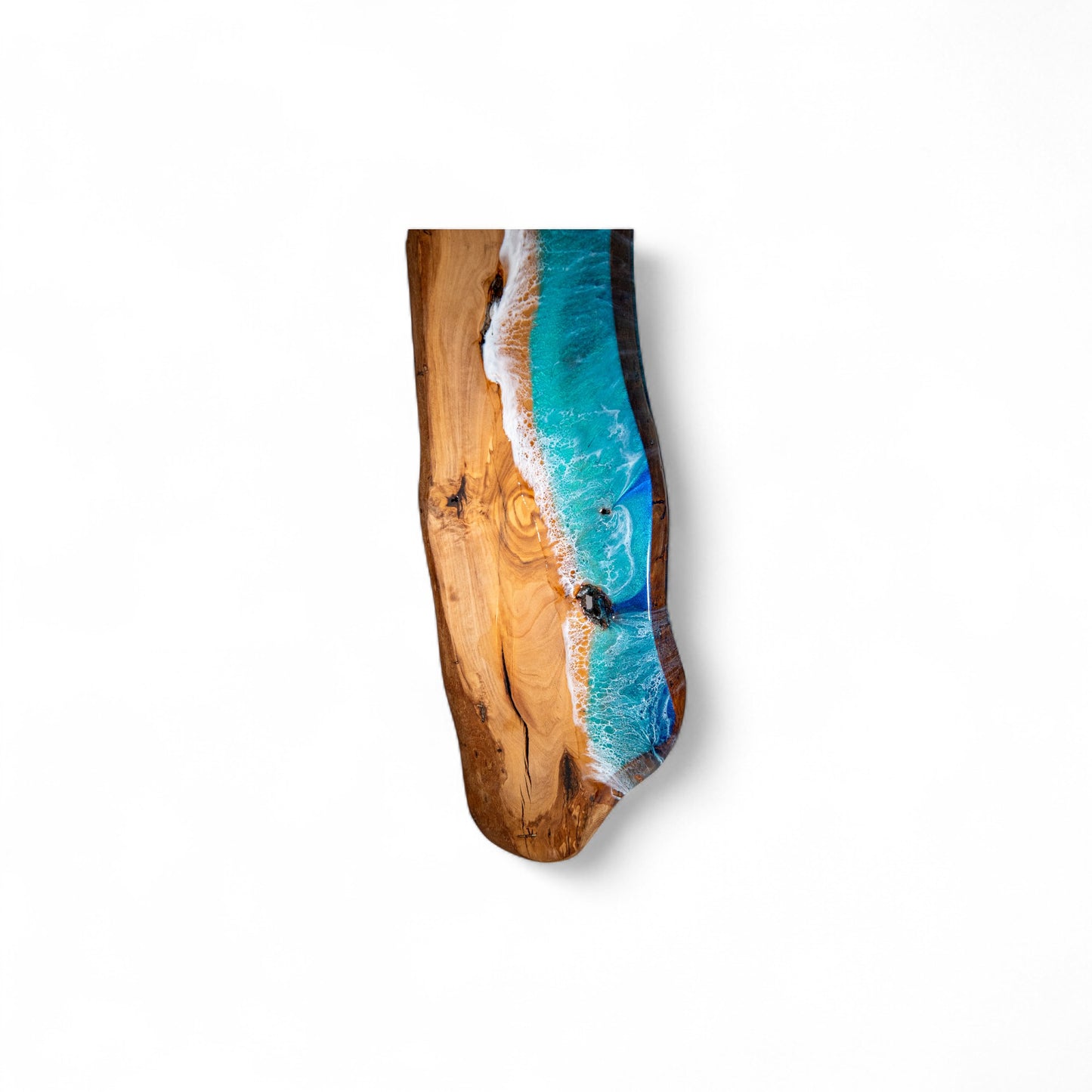 Handcrafted Ocean Wave Olive Wood Charcuterie Board - Serving Platter