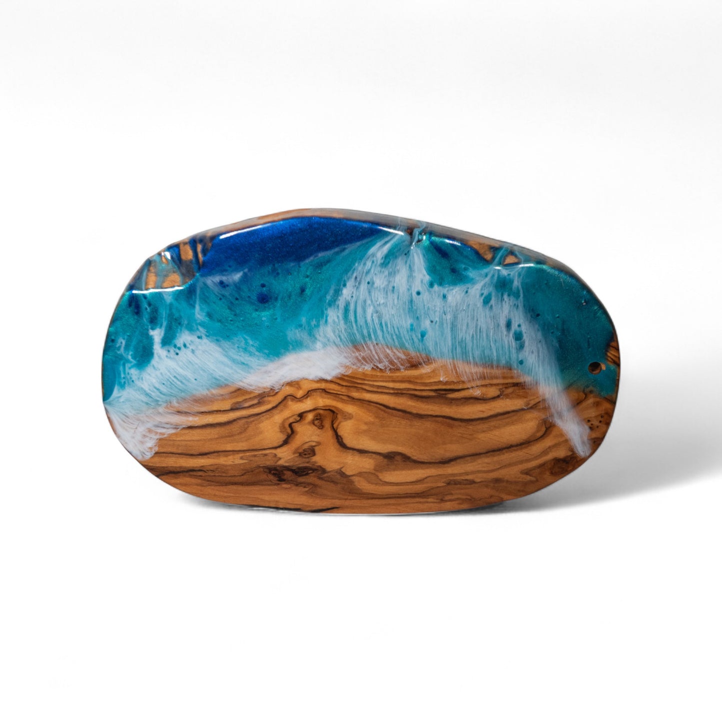 Handcrafted Ocean Wave Olive Wood Charcuterie Board - Serving Platter