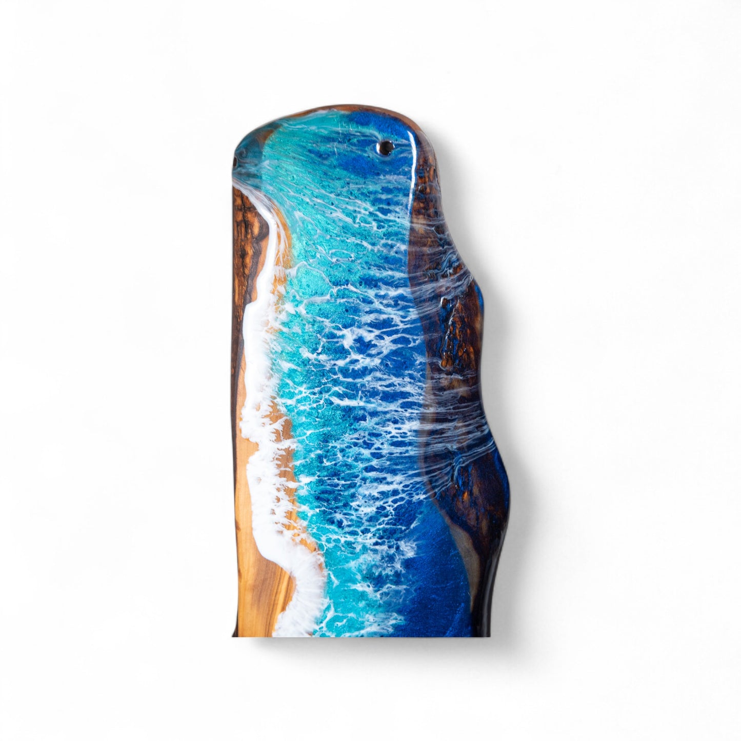 Handcrafted Ocean Wave Olive Wood Charcuterie Board - Serving Platter
