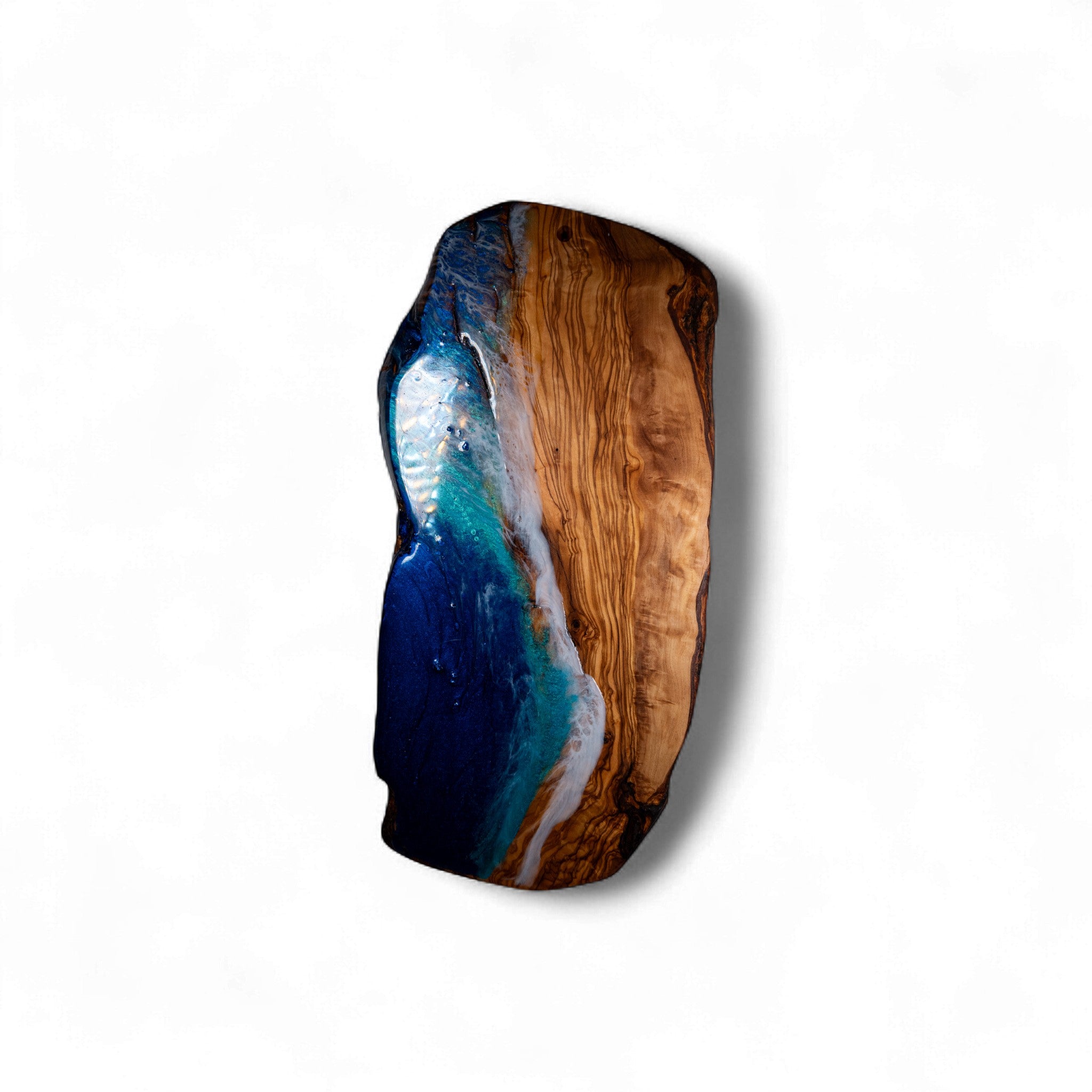 Handcrafted Ocean Wave Olive Wood Charcuterie Board - Serving Platter