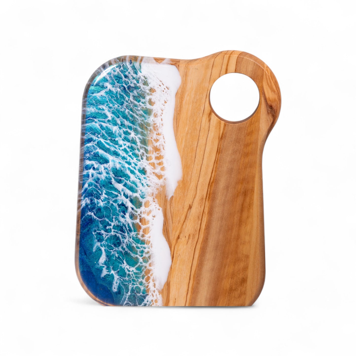 Handcrafted Ocean Wave Olive Wood Charcuterie Board - Serving Platter