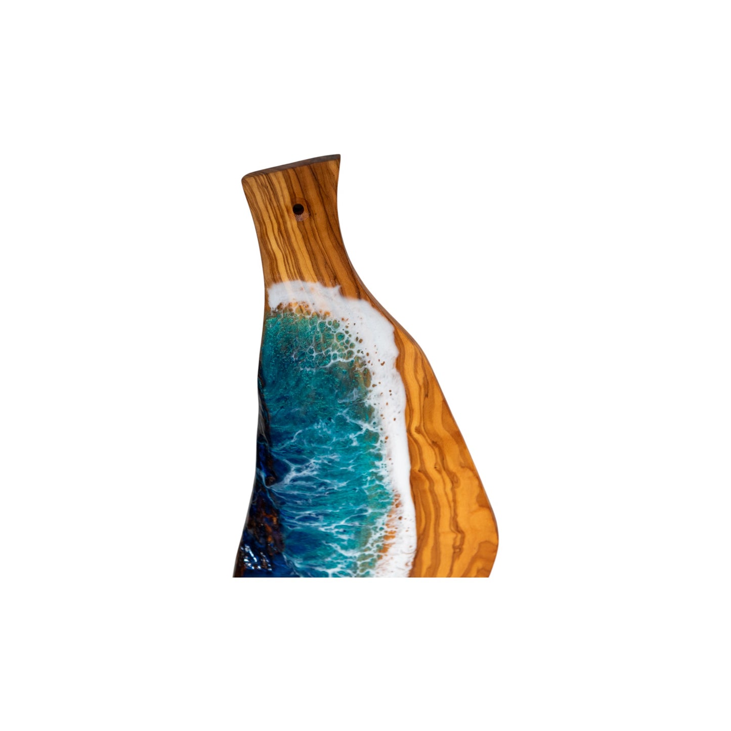 Handcrafted Ocean Wave Olive Wood Charcuterie Board - Serving Platter