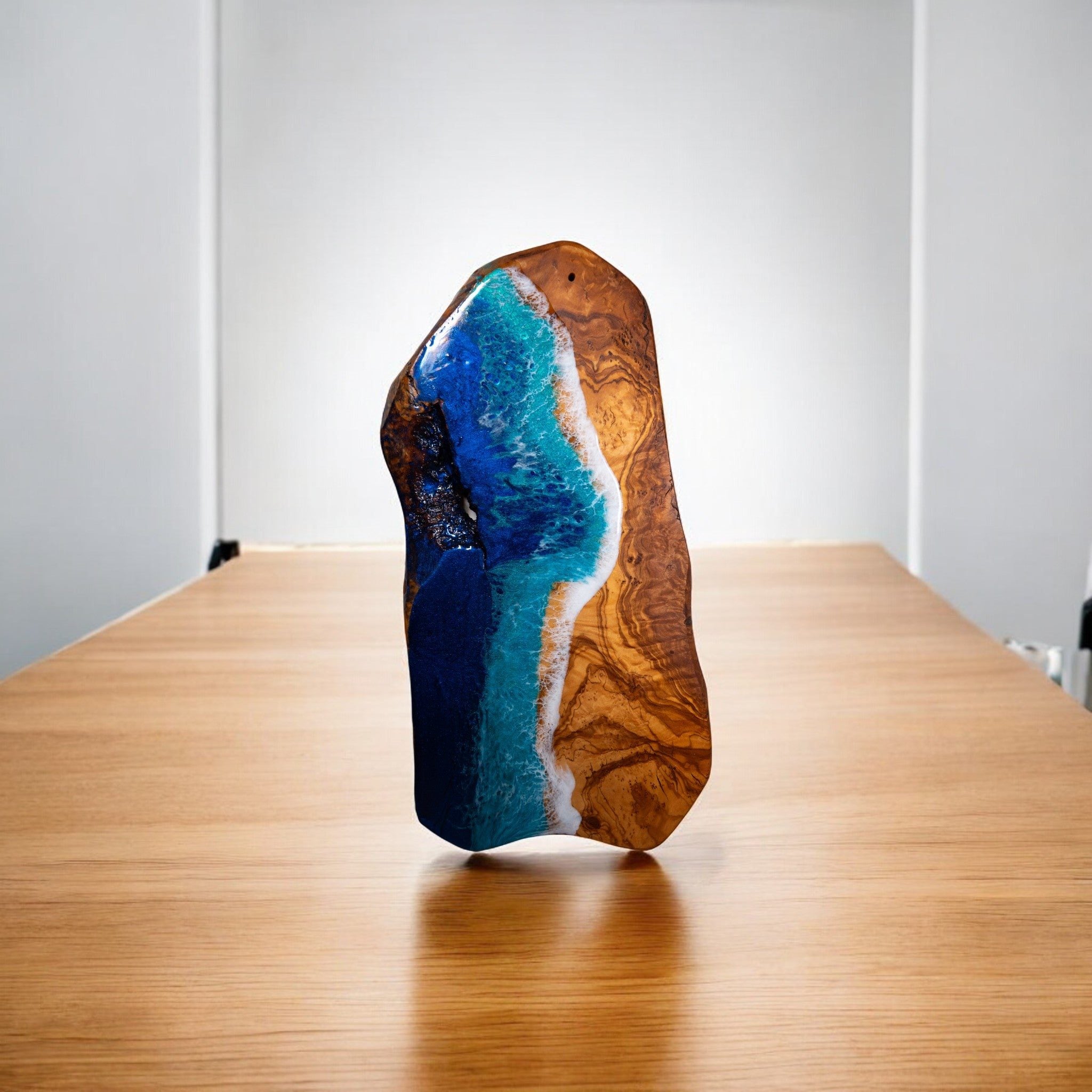 Handcrafted Ocean Wave Olive Wood Charcuterie Board - Serving Platter