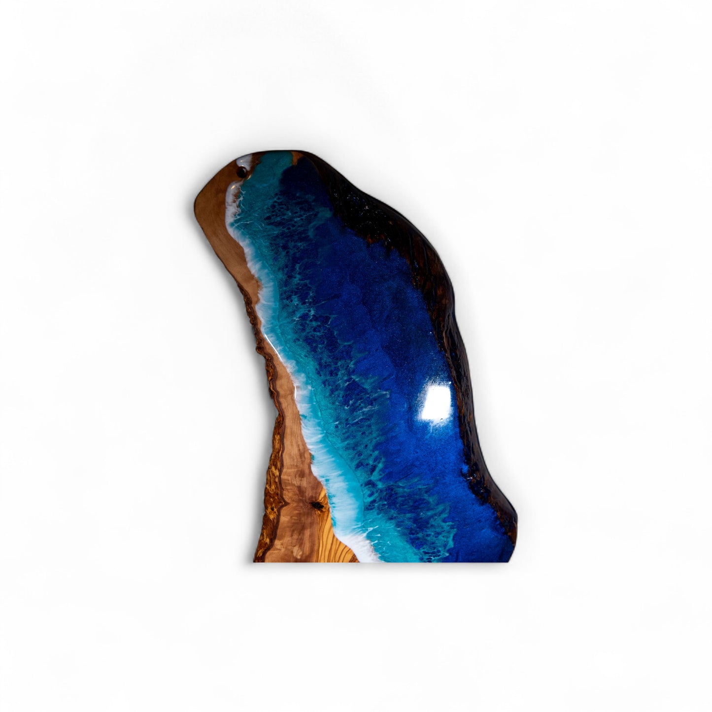 Handcrafted Ocean Wave Olive Wood Charcuterie Board - Serving Platter
