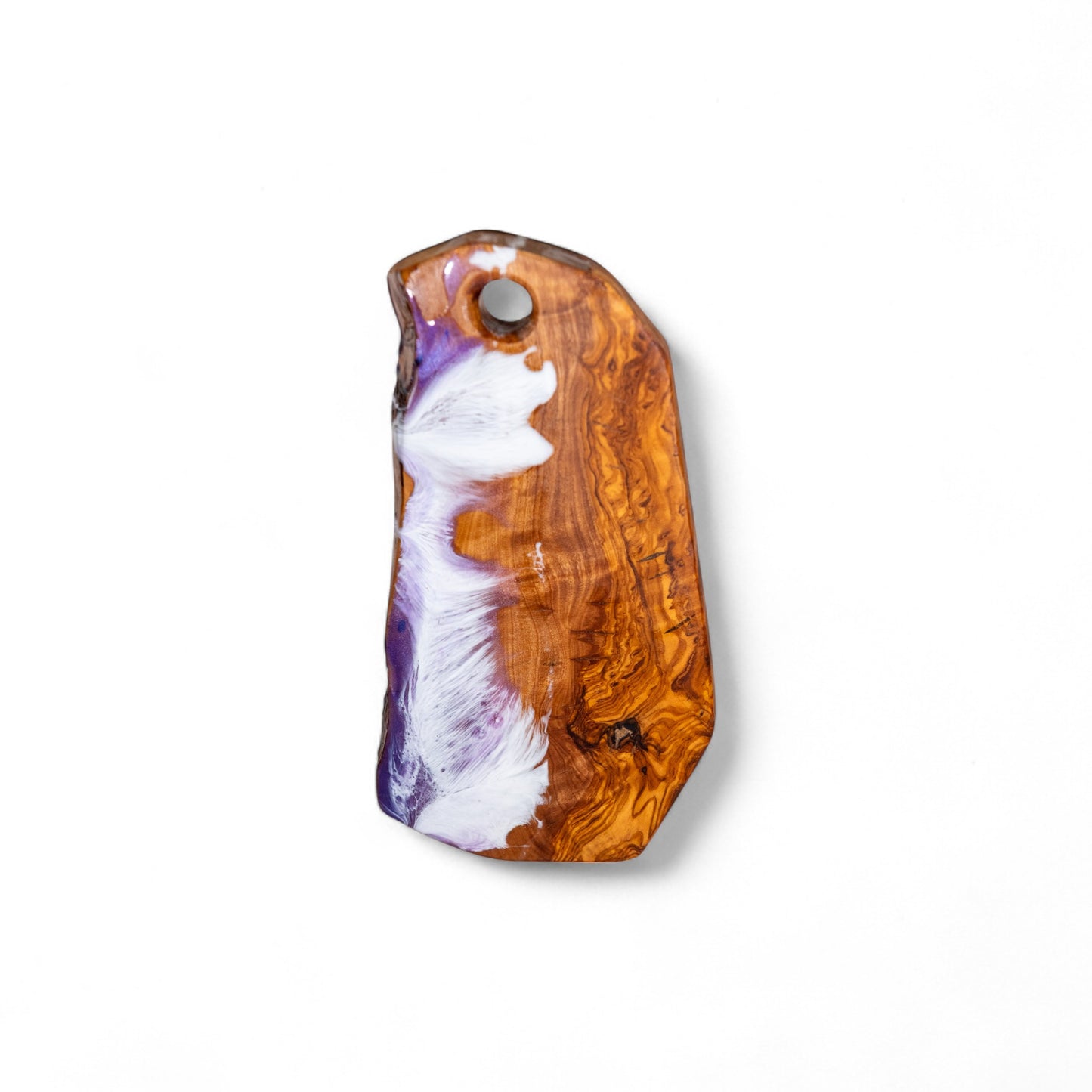 Handcrafted Purple Ocean Wave Olive Wood Charcuterie Board - Serving Platter