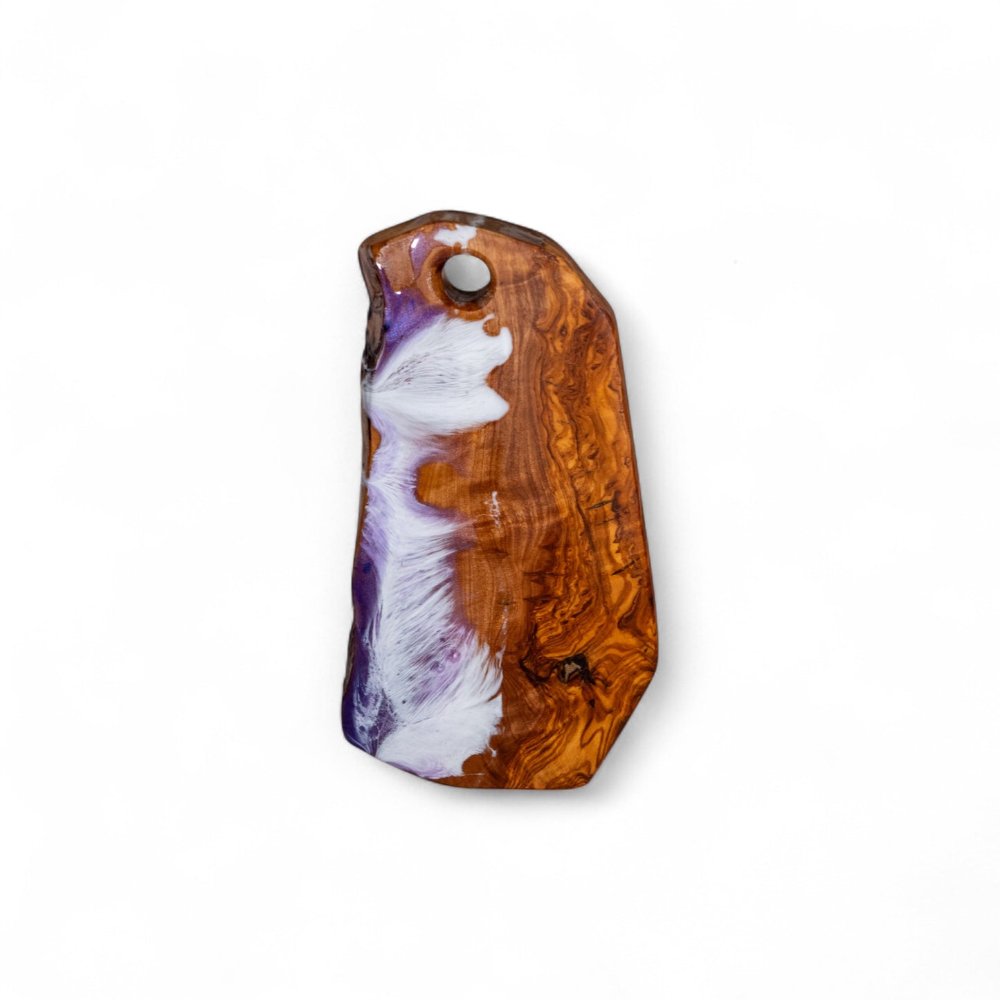 Handcrafted Purple Ocean Wave Olive Wood Charcuterie Board - Serving Platter