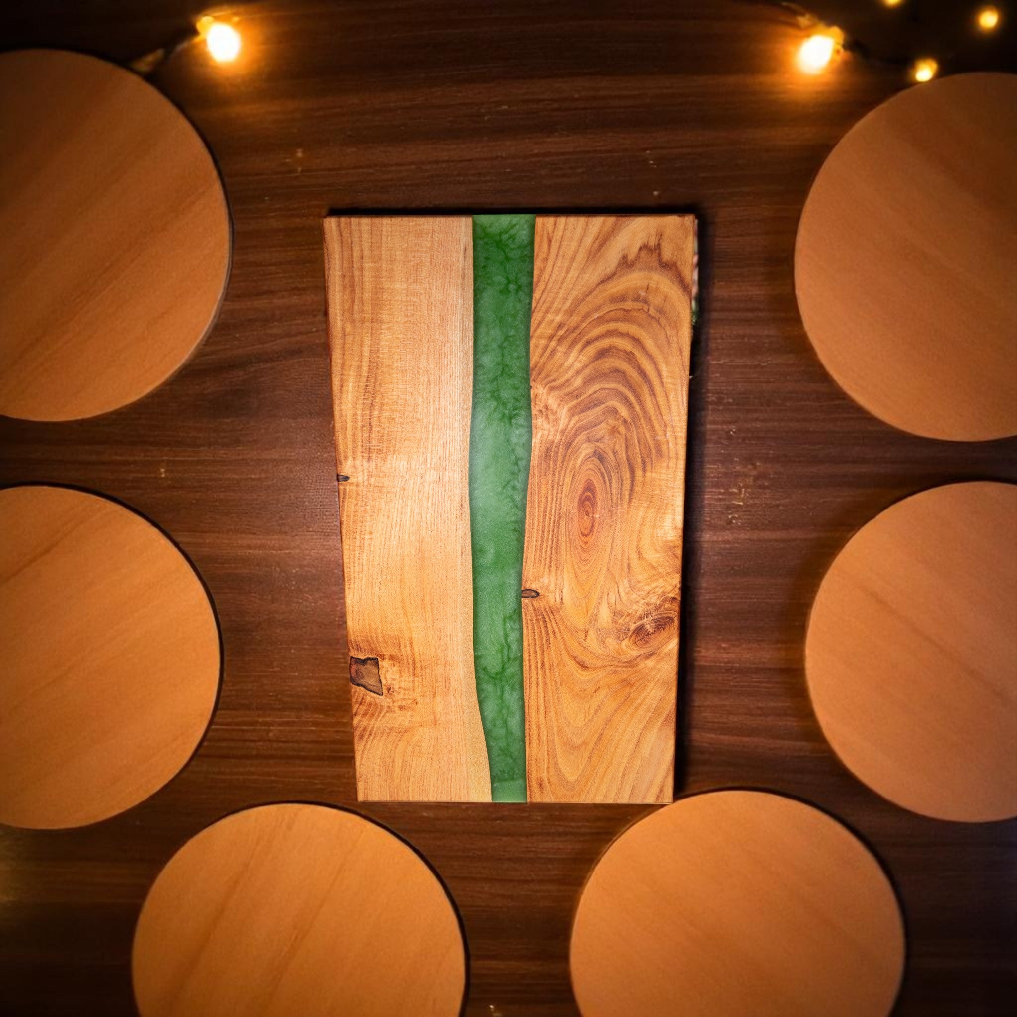 Jade Epoxy with Coffee Charcuterie Boards/Serving Board
