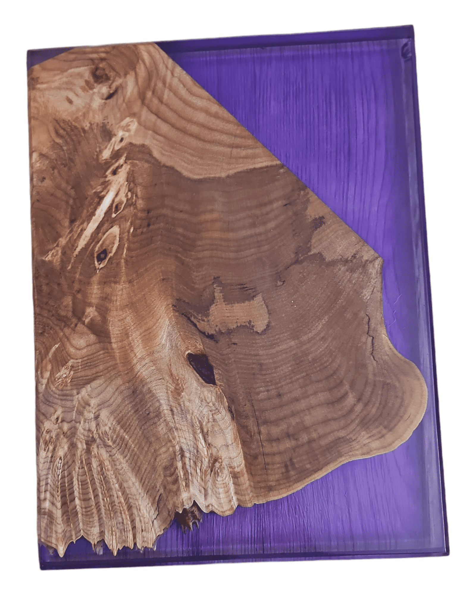 Maple Burl Clear Purple Epoxy Charcuterie Boards/Serving Board