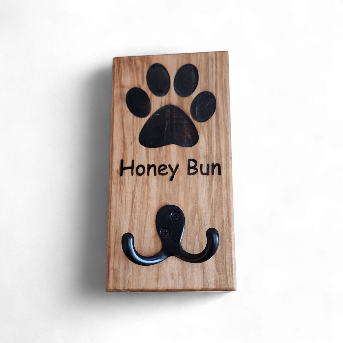 Maple Wall Mount Dog Paw Leash Holder