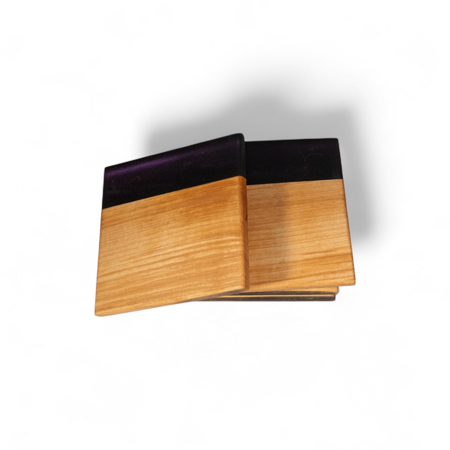 Maple Wood with Black Purple Epoxy Coaster