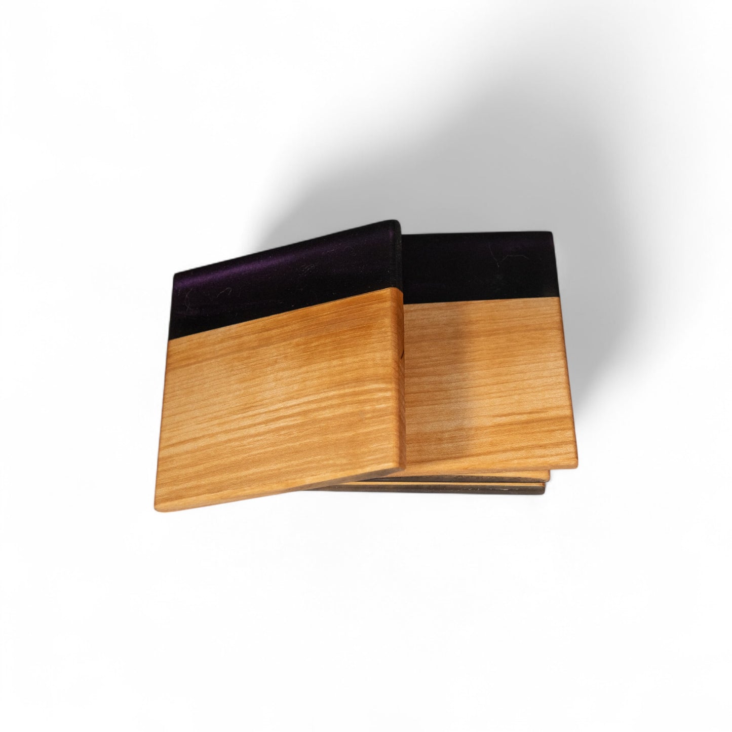 Maple Wood with Black Purple Epoxy Coaster