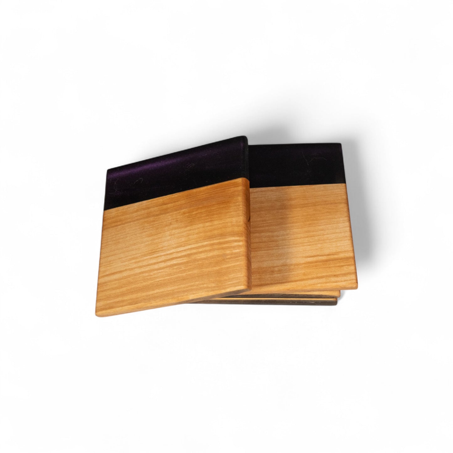 Maple Wood with Black Purple Epoxy Coaster