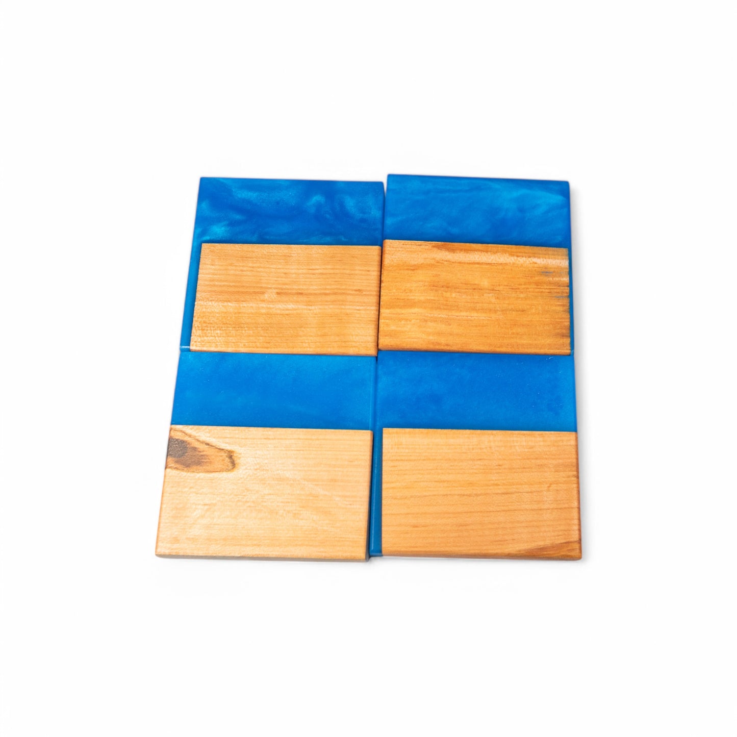 Maple Wood with Blue Epoxy Coaster