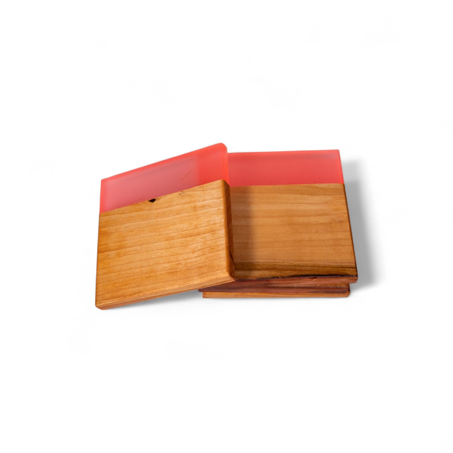 Maple Wood with Glow in Dark Pink Epoxy Coaster