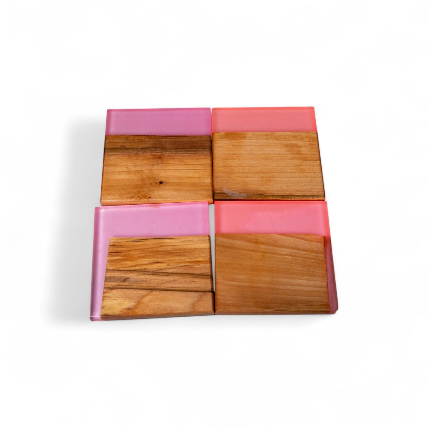 Maple Wood with Glow in Dark Pink/Red Epoxy Coaster