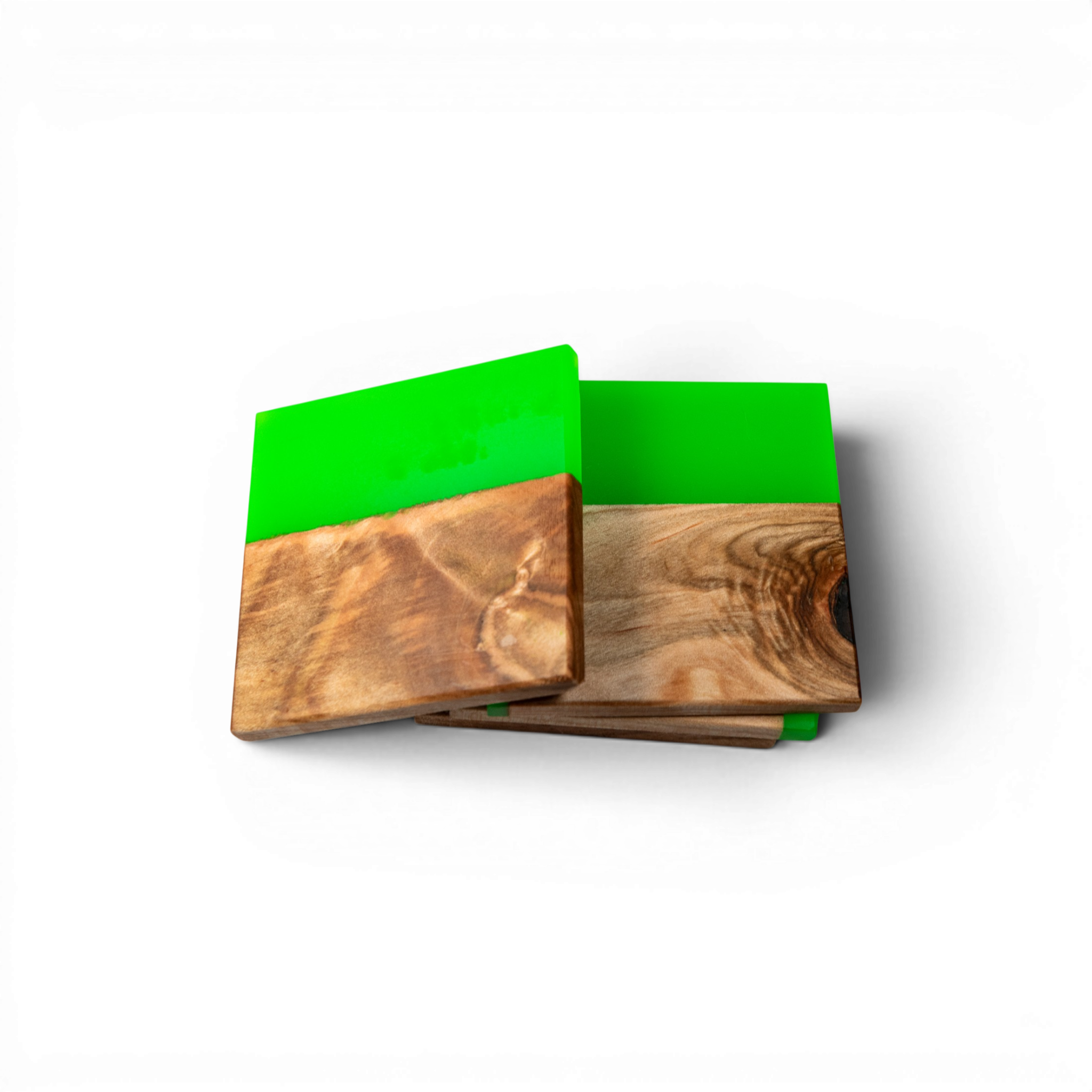 Maple Wood with Neno Green Epoxy Coaster