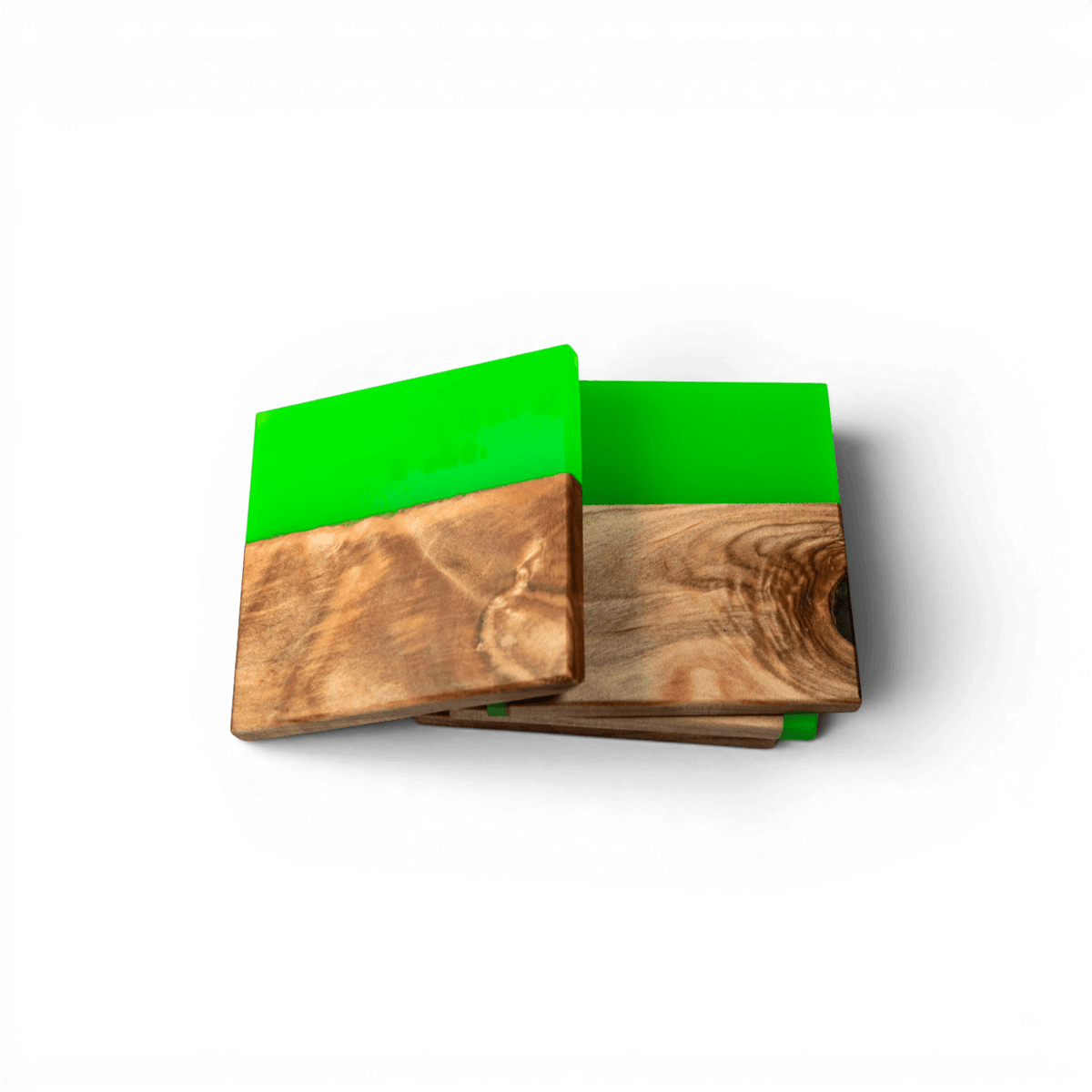Maple Wood with Neno Green Epoxy Coaster