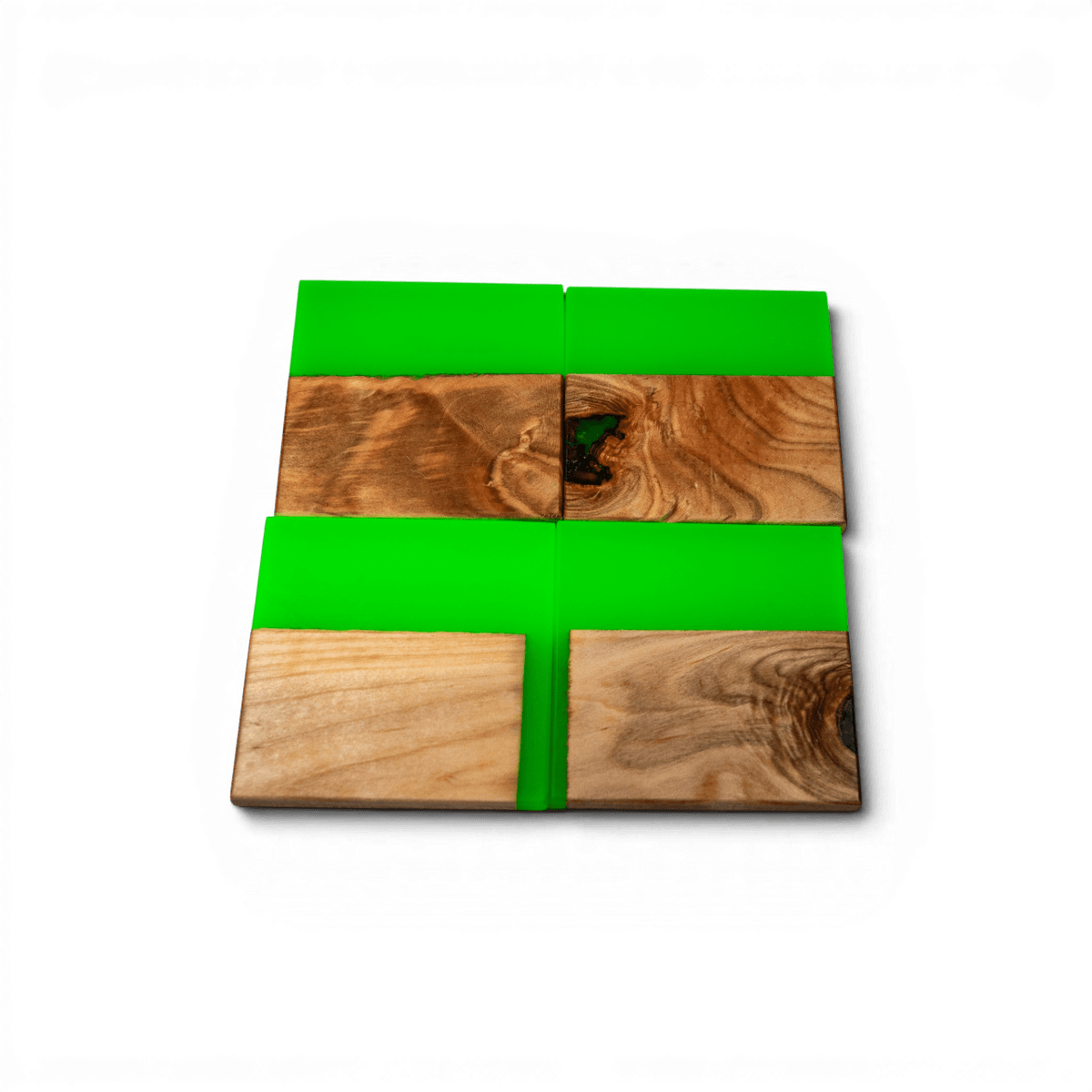 Maple Wood with Neno Green Epoxy Coaster
