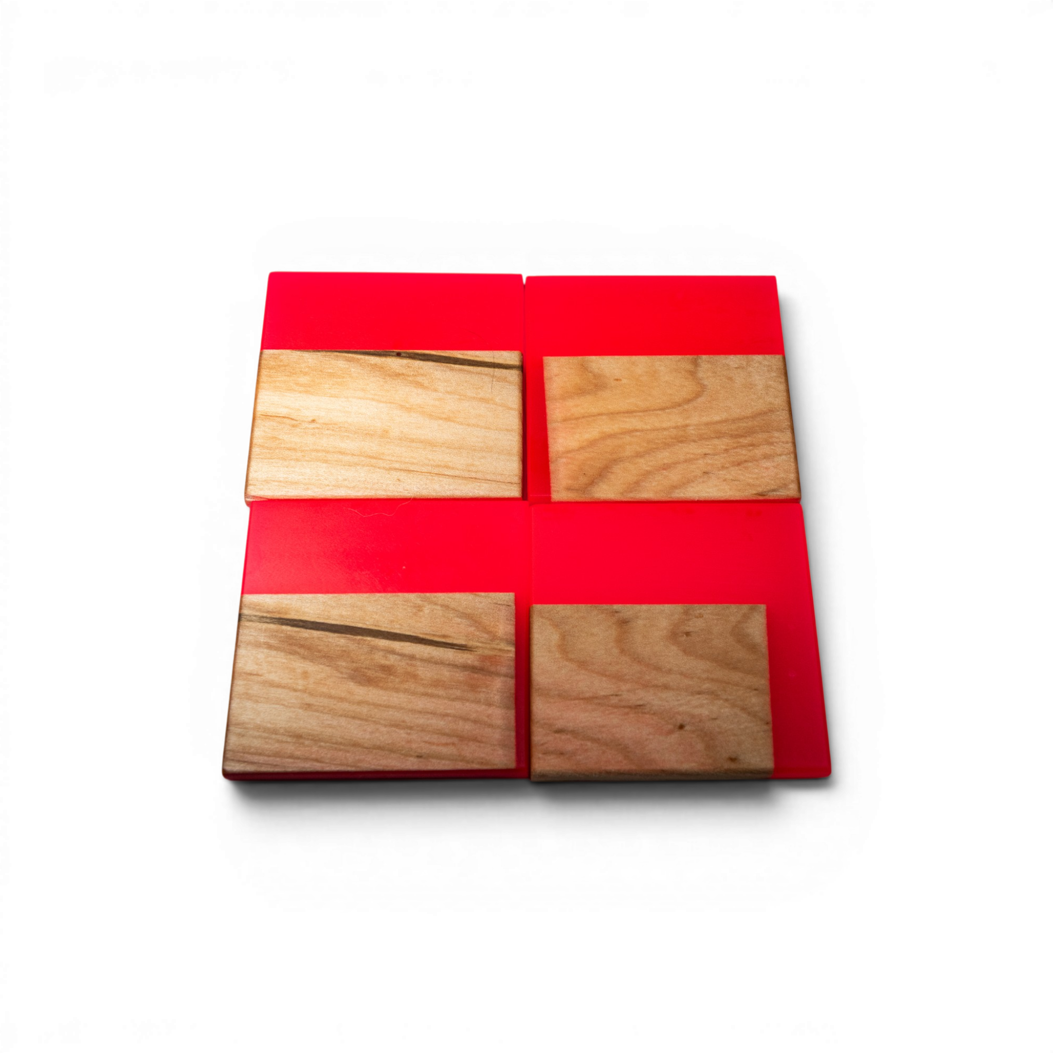 Maple Wood with Neon Pink Epoxy Coaster