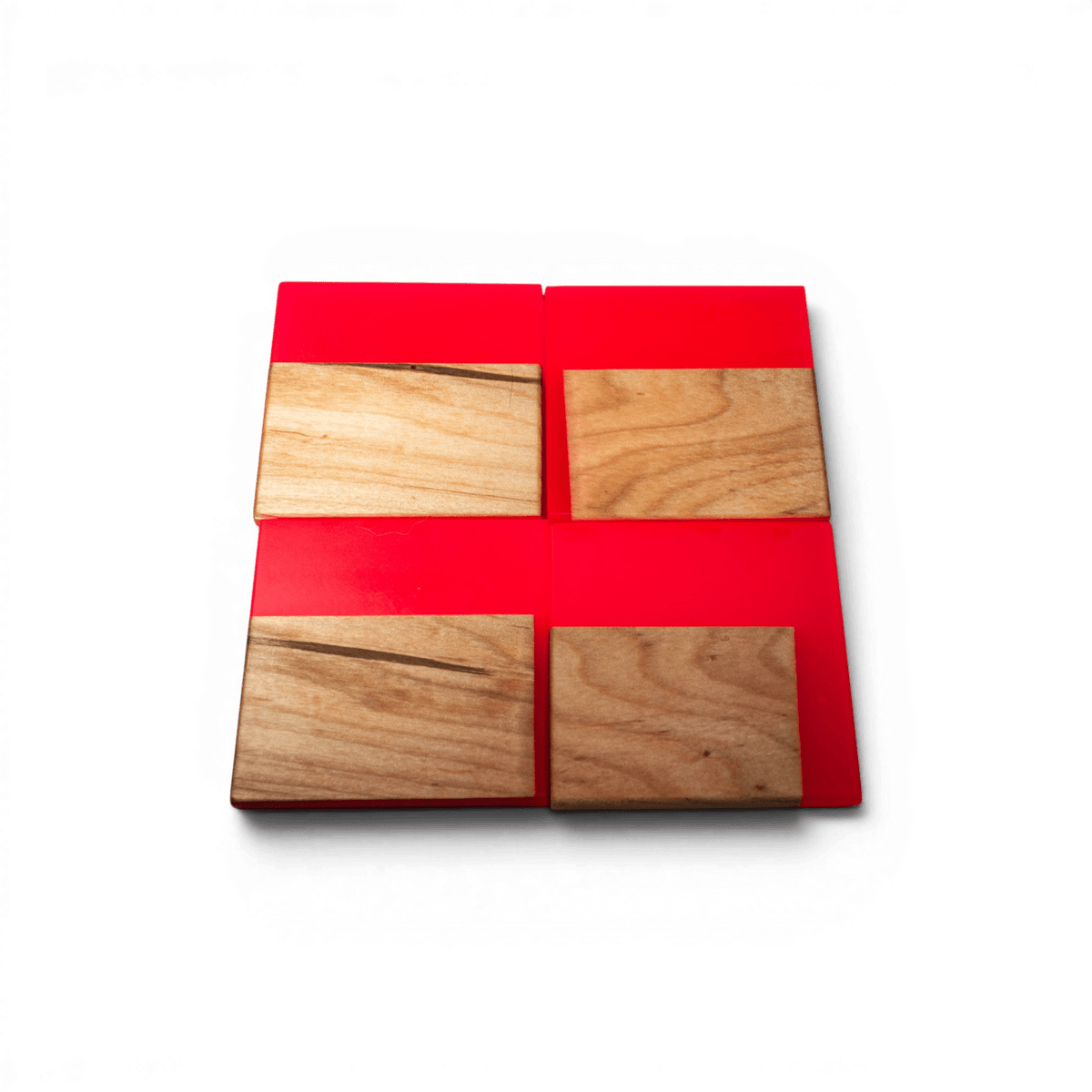 Maple Wood with Neon Pink Epoxy Coaster